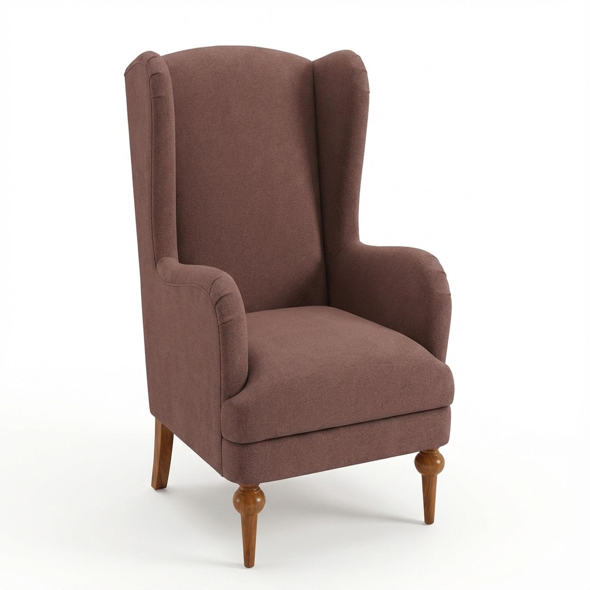 Lydia Accent Chair, Warm Cedar Legs Premium Ballet Pink Upholstery