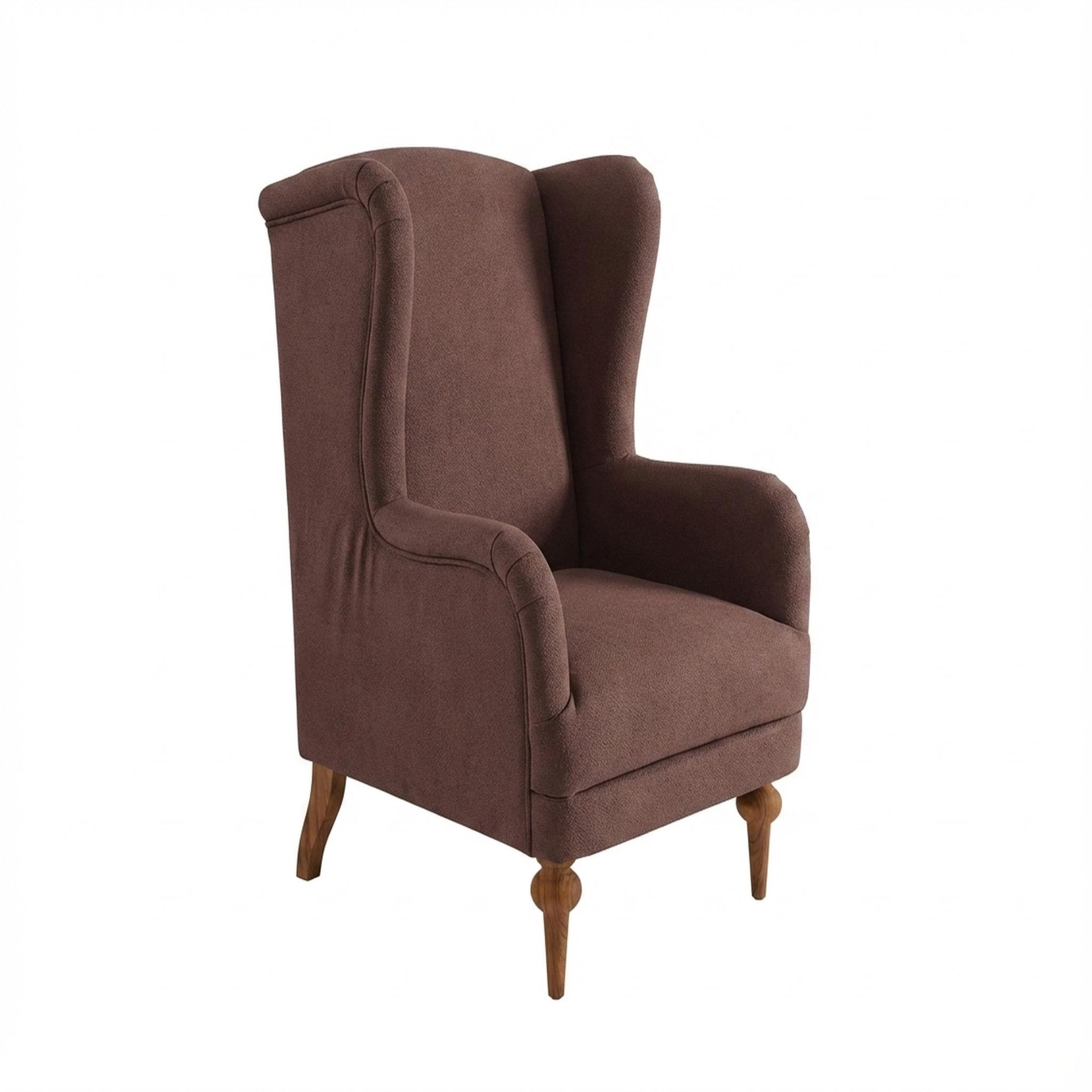 Lydia Accent Chair, Warm Cedar Legs Premium Ballet Pink Upholstery