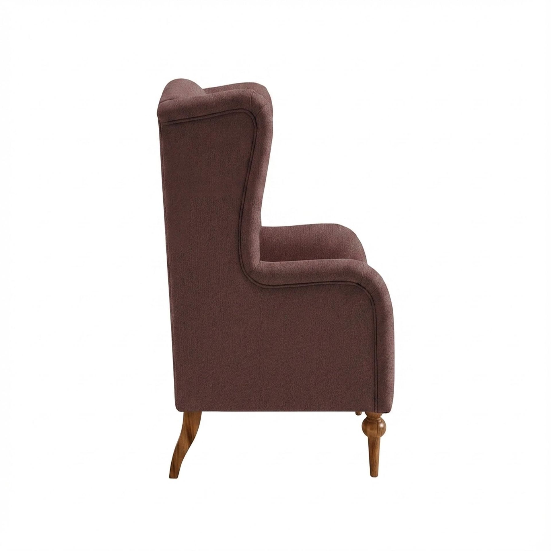 Lydia Accent Chair, Warm Cedar Legs Premium Ballet Pink Upholstery