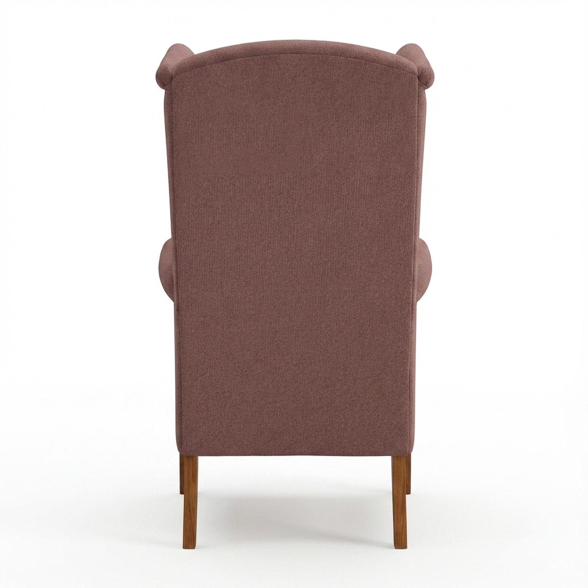 Lydia Accent Chair, Warm Cedar Legs Premium Ballet Pink Upholstery