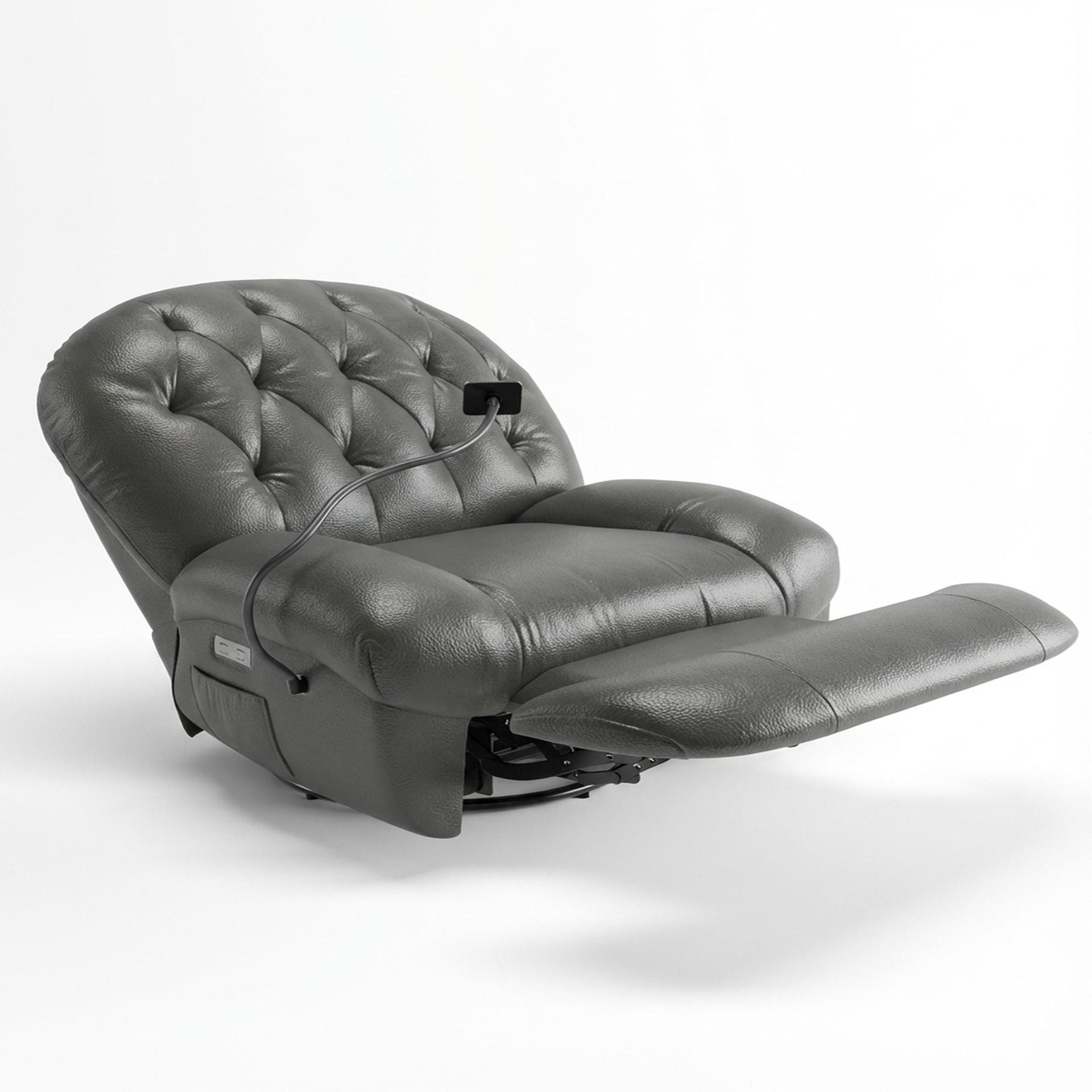Matteo New Recliner, Electric, Chelsea Grey Aura Leather Essential