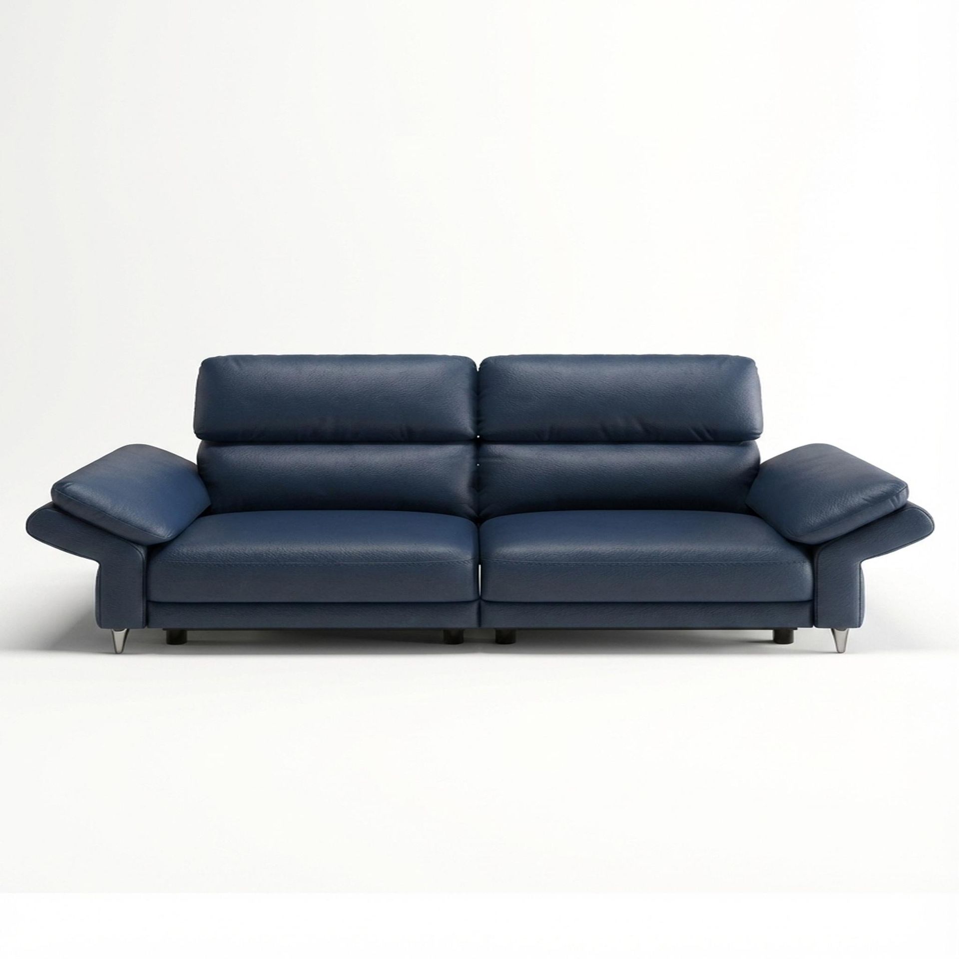Olympus Relaxed Seat, 2 Seater Sofa, Cobalt Vegan Leather