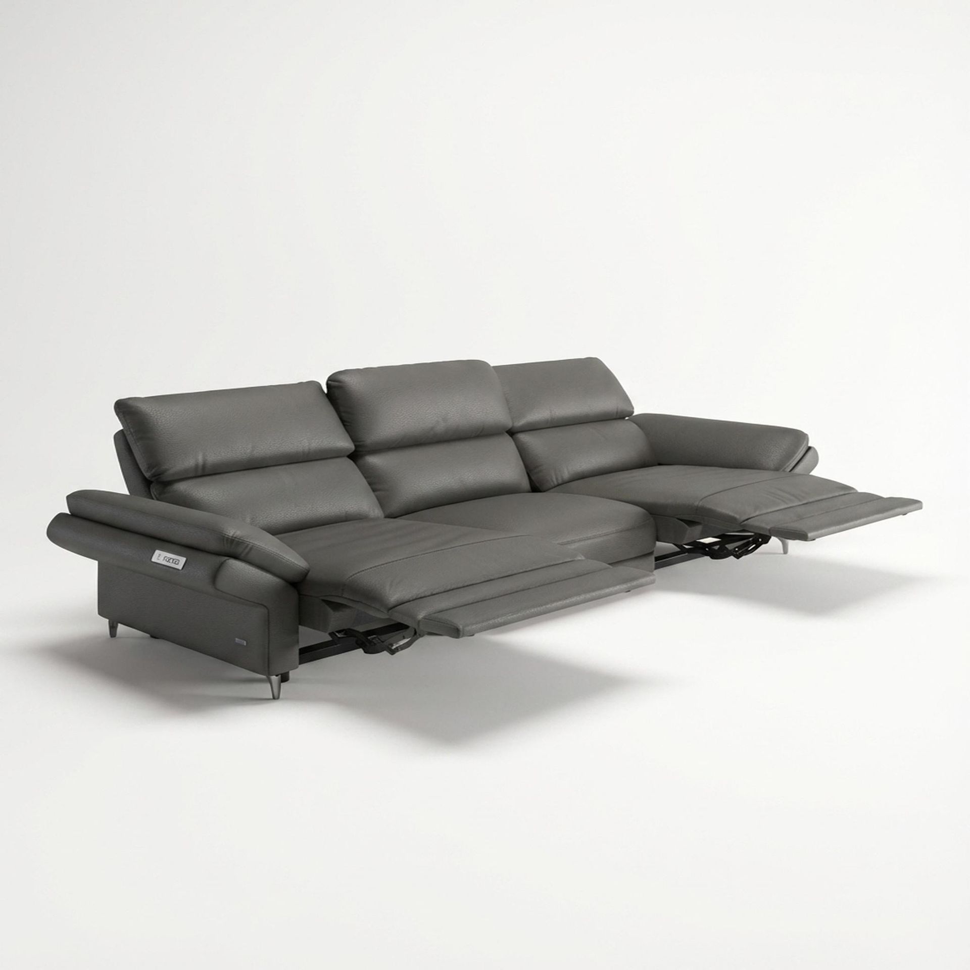 Olympus Relaxed Seat, 3 Seater (2 RR), Chelsea Grey Aura Leather Essential