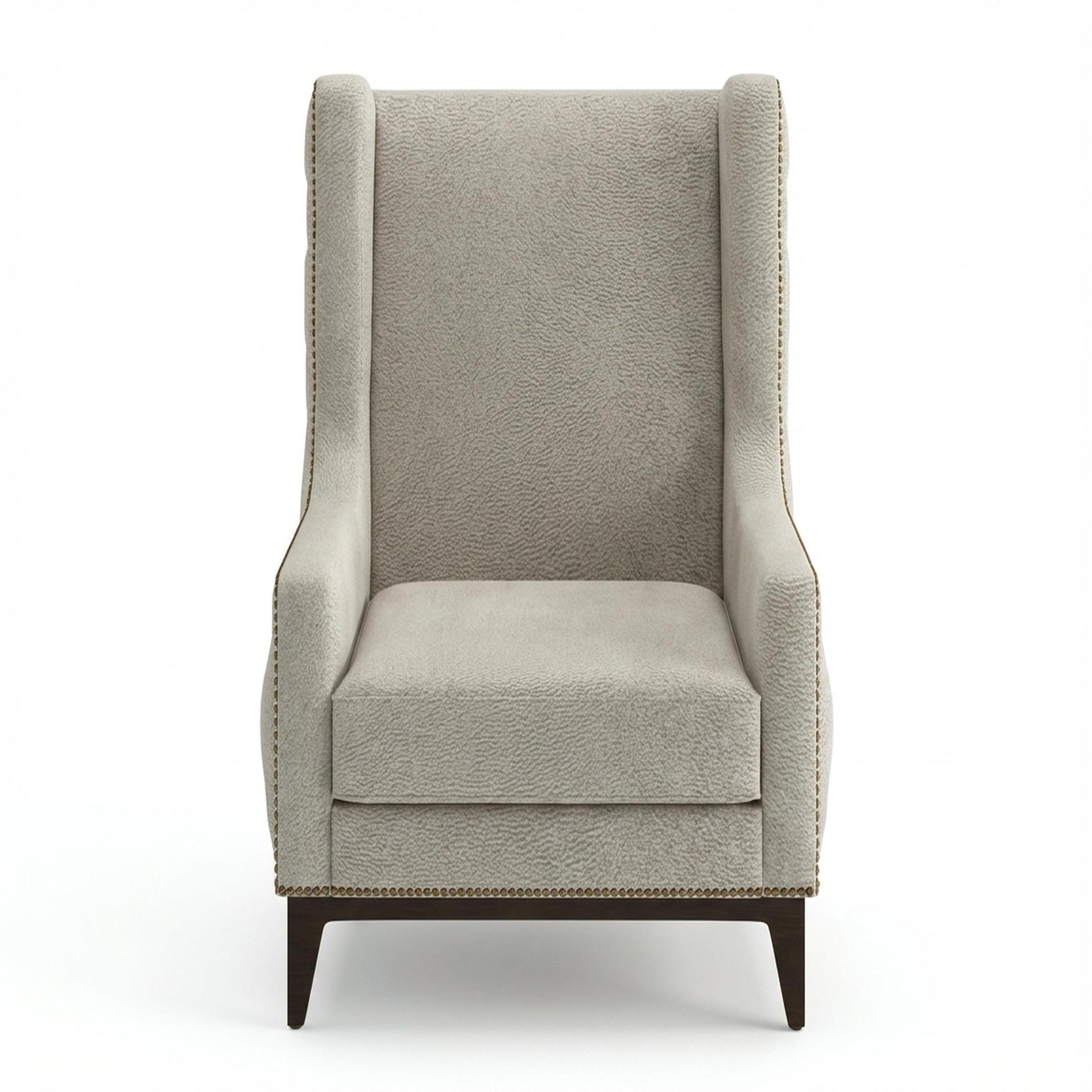 Tasha Tufted Accent Chair, Coco Walnut Legs Essential Bone Upholstery