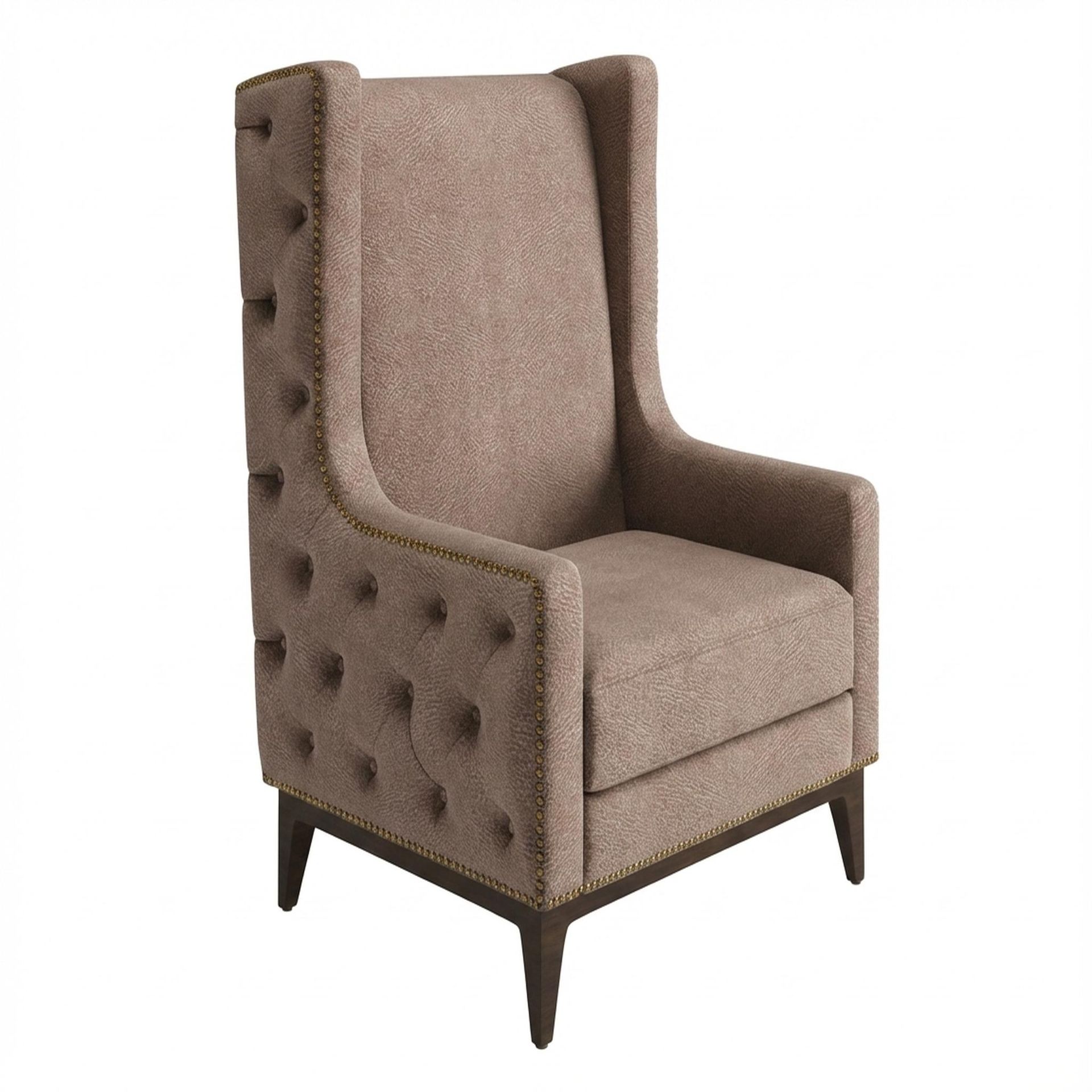 Tasha Tufted Accent Chair, Coco Walnut Legs Essential Ballet Slipper Upholstery