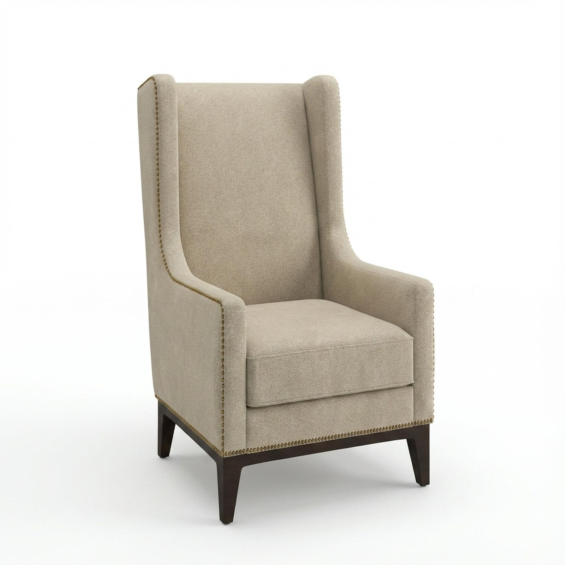 Tasha Tufted Accent Chair, Coco Walnut Legs Premium Alabaster Upholstery