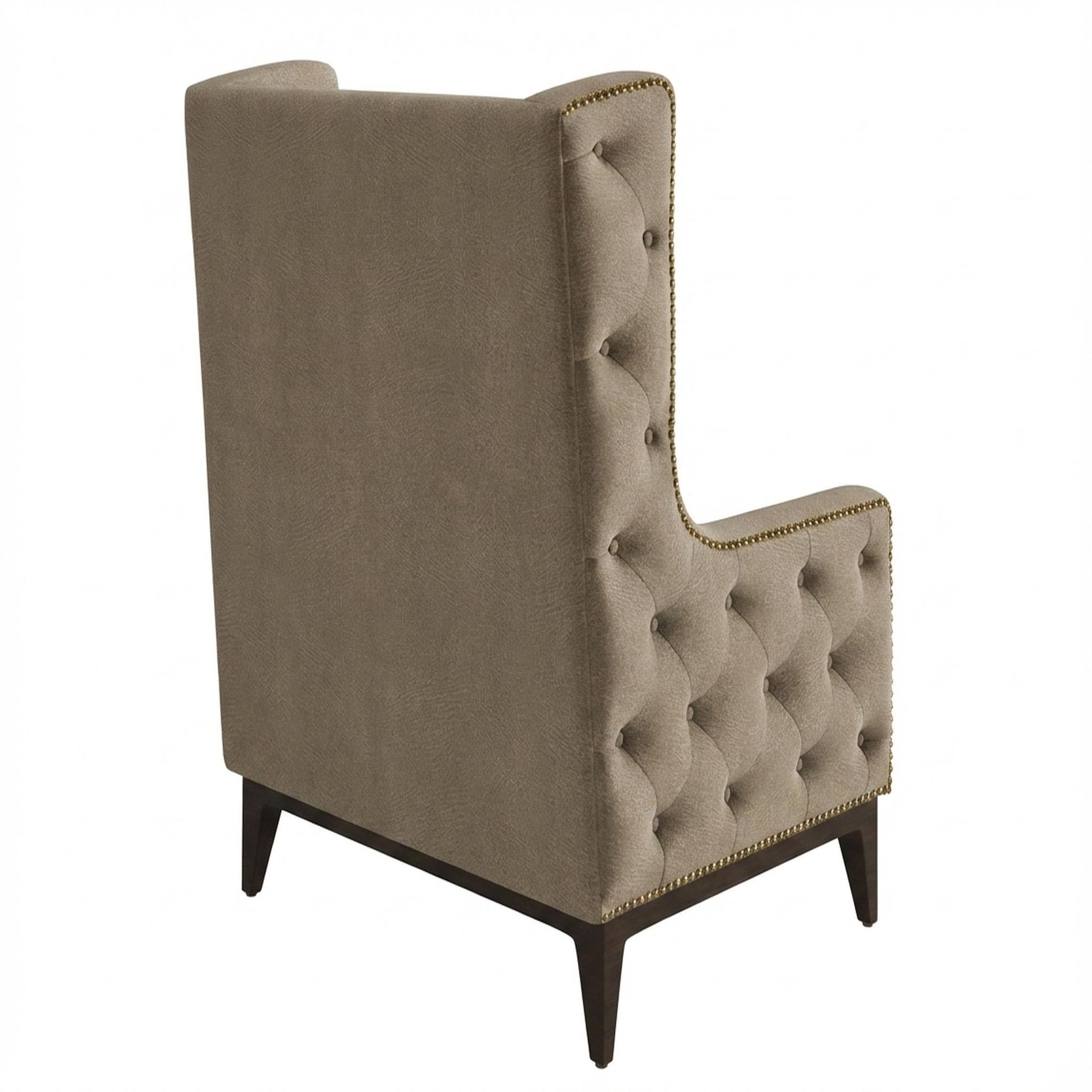 Tasha Tufted Accent Chair, Coco Walnut Legs Premium Dusky Biege Upholstery