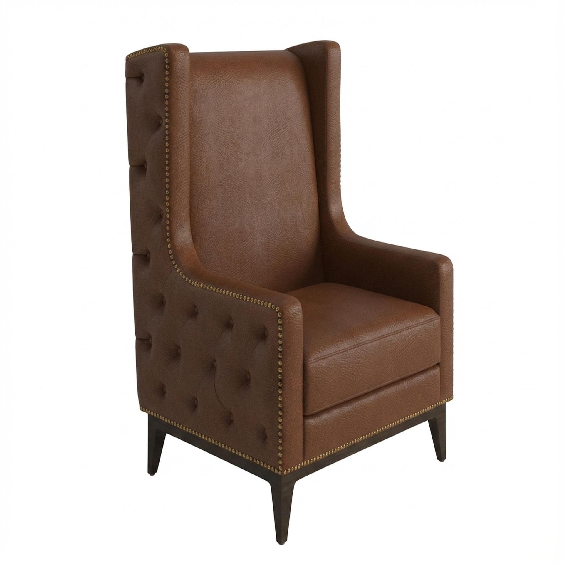 Tasha Tufted Accent Chair, Coco Walnut Legs Premium Rust orange Upholstery