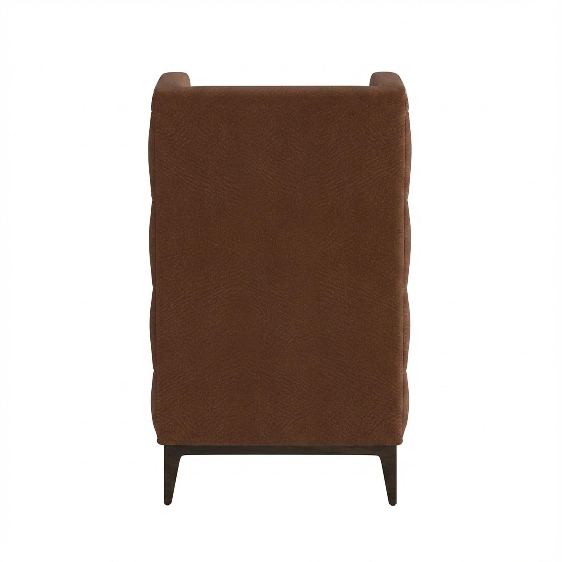 Tasha Tufted Accent Chair, Coco Walnut Legs Premium Rust orange Upholstery