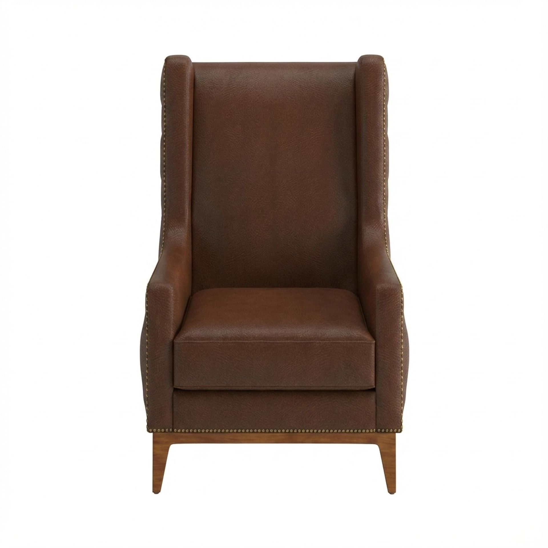 Tasha Tufted Accent Chair, Warm Cedar Legs Premium Rust orange Upholstery