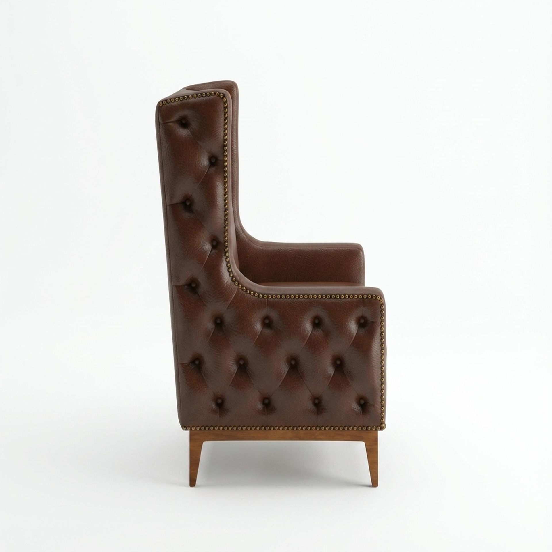 Tasha Tufted Accent Chair, Warm Cedar Legs Premium Rust orange Upholstery