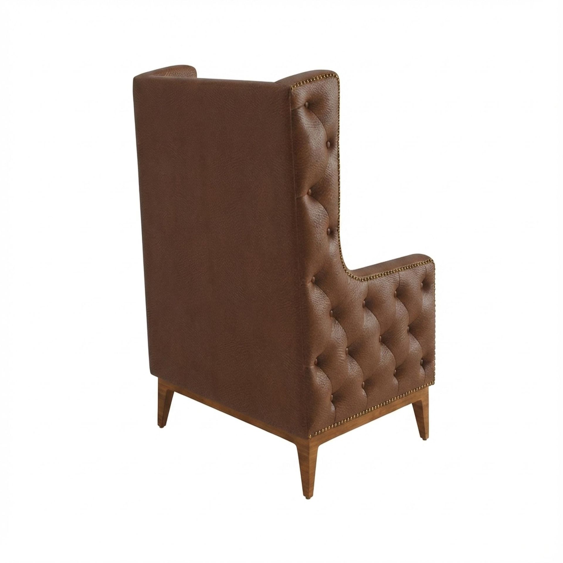 Tasha Tufted Accent Chair, Warm Cedar Legs Premium Rust orange Upholstery