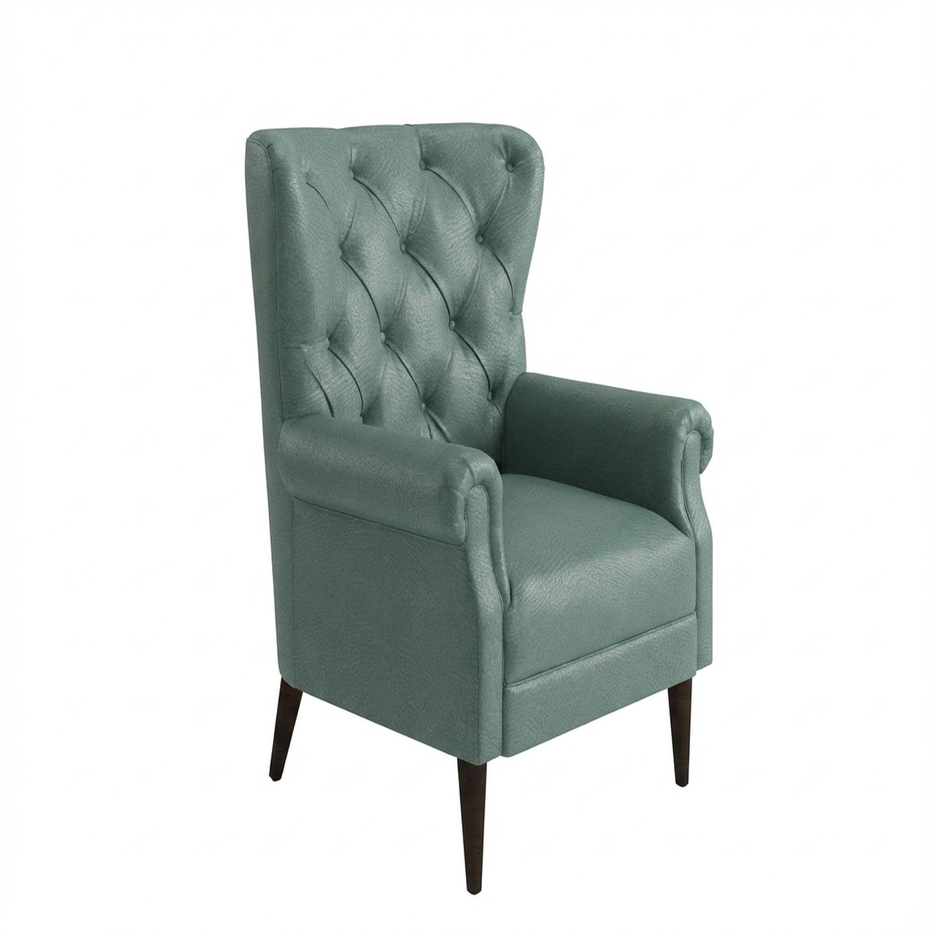Willow Accent Chair, Coco Walnut Legs Premium Mint Green Upholstery