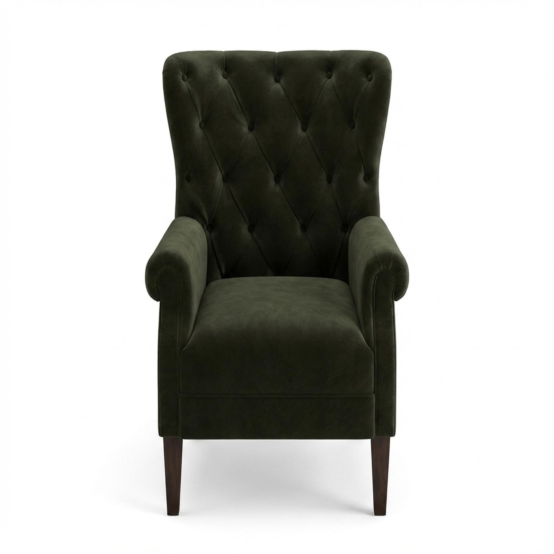 Willow Accent Chair, Coco Walnut Legs Premium Emerald Upholstery