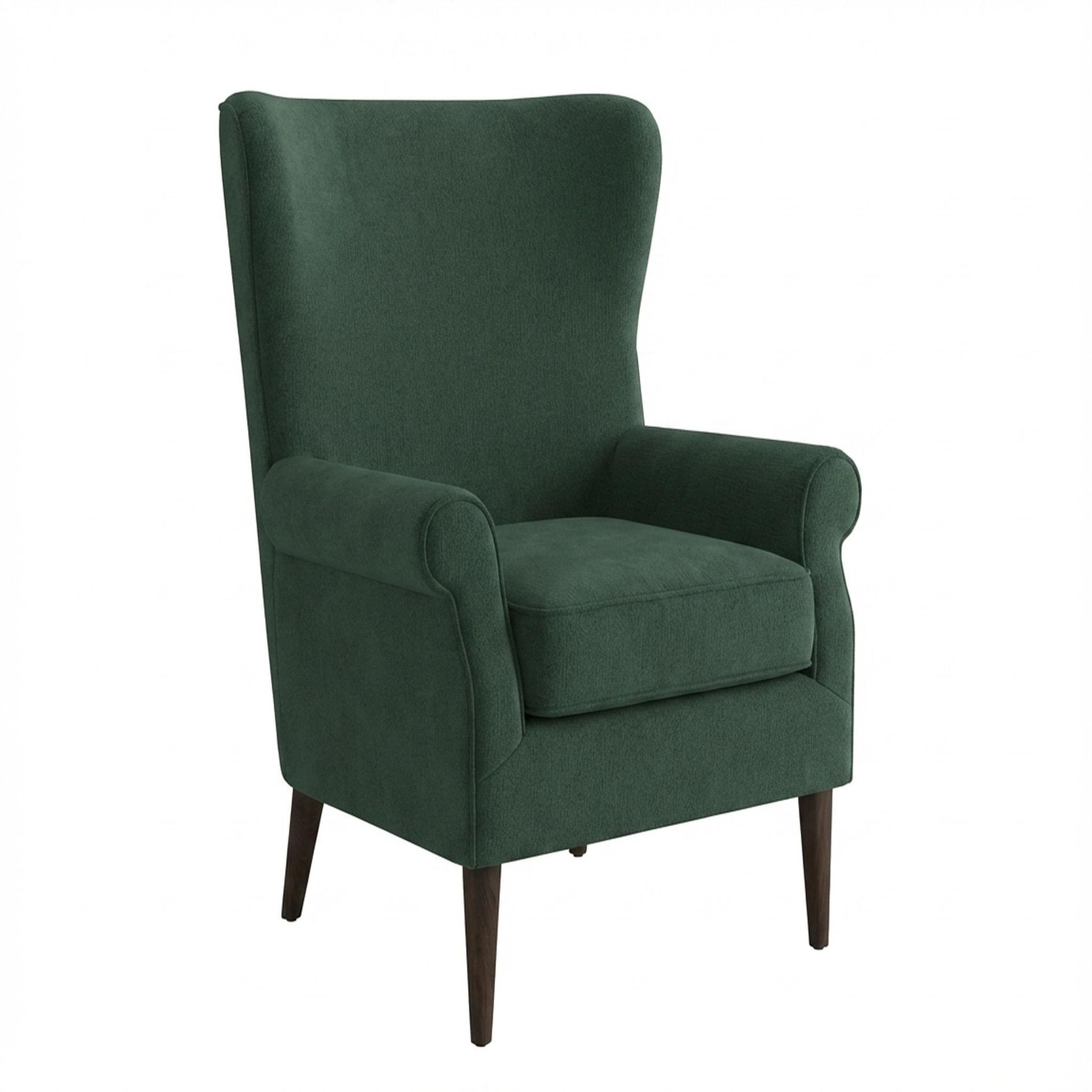 Willow Accent Chair, Coco Walnut Legs Premium Powder green Upholstery
