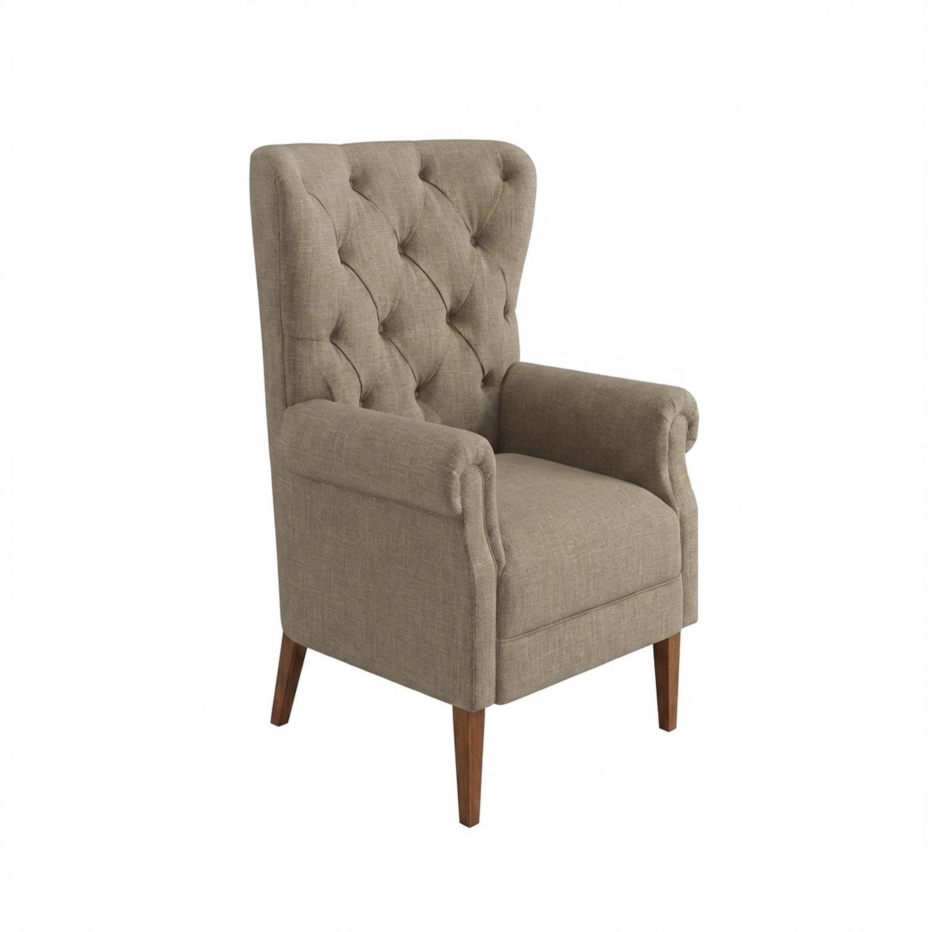 Willow Accent Chair, Warm Cedar Legs Premium Dusky Biege Upholstery