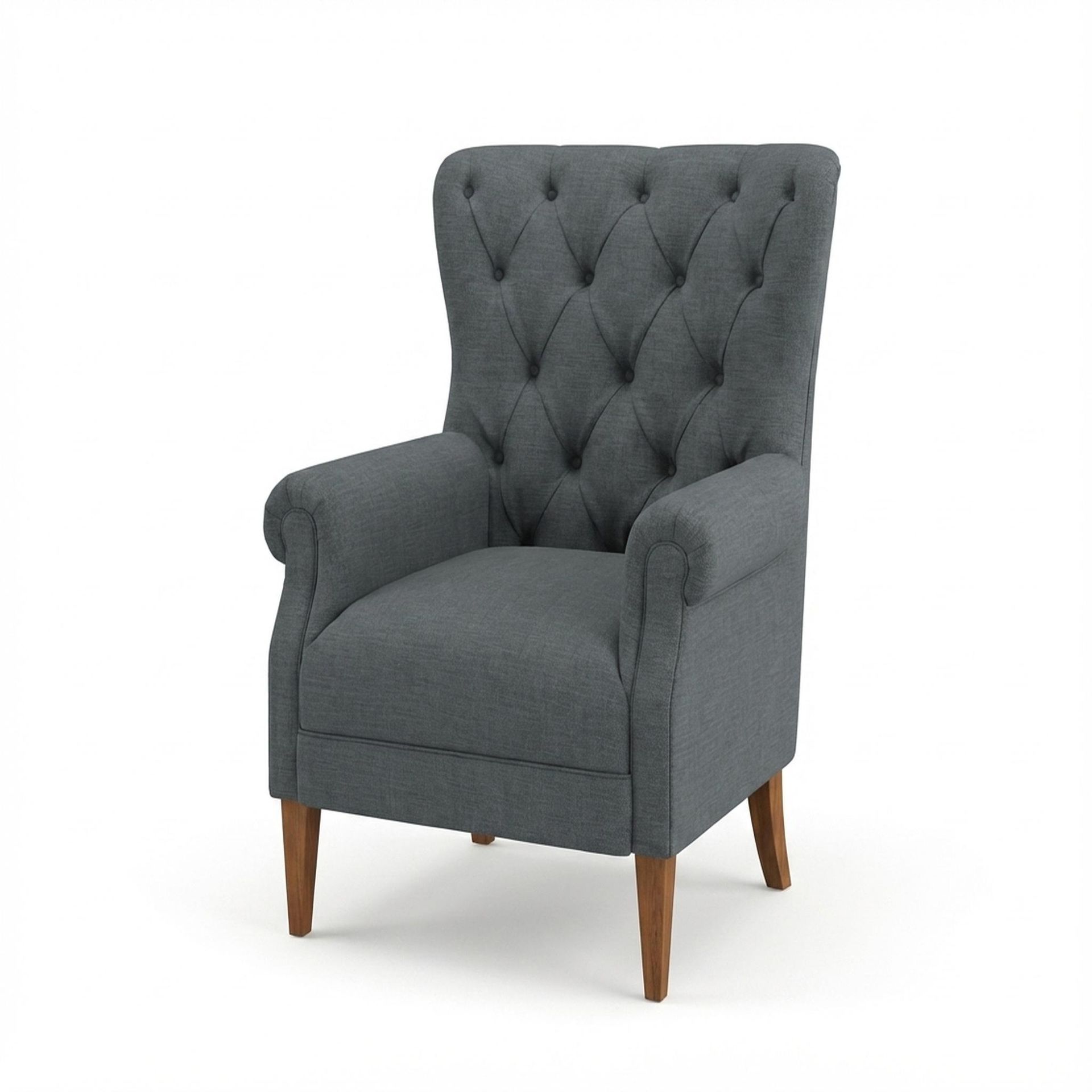 Willow Accent Chair, Warm Cedar Legs Premium Steel Grey Upholstery