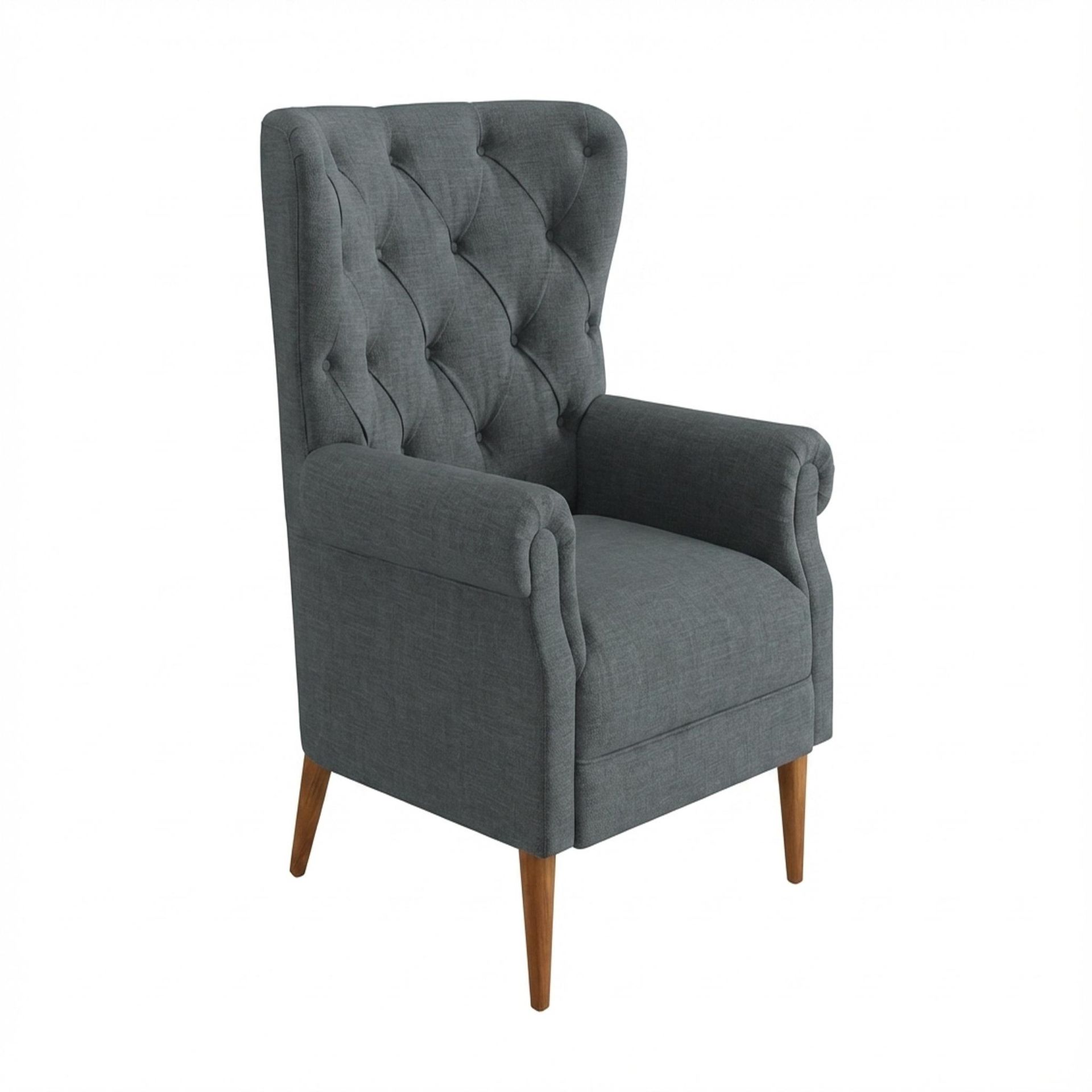 Willow Accent Chair, Warm Cedar Legs Premium Steel Grey Upholstery