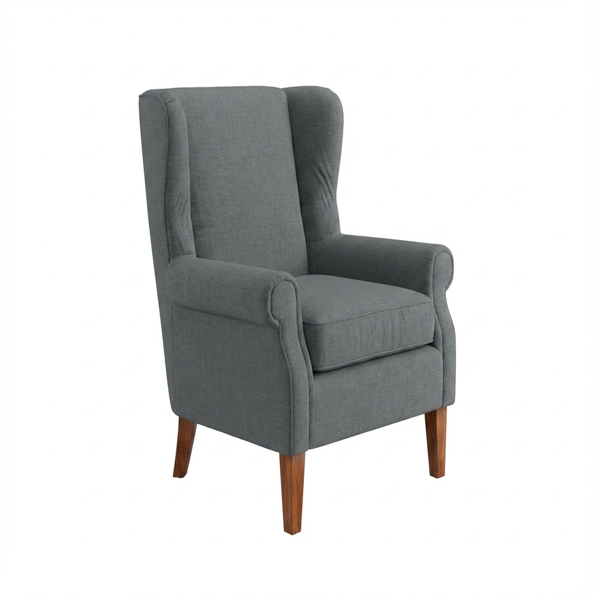 Willow Accent Chair, Warm Cedar Legs Premium Steel Grey Upholstery