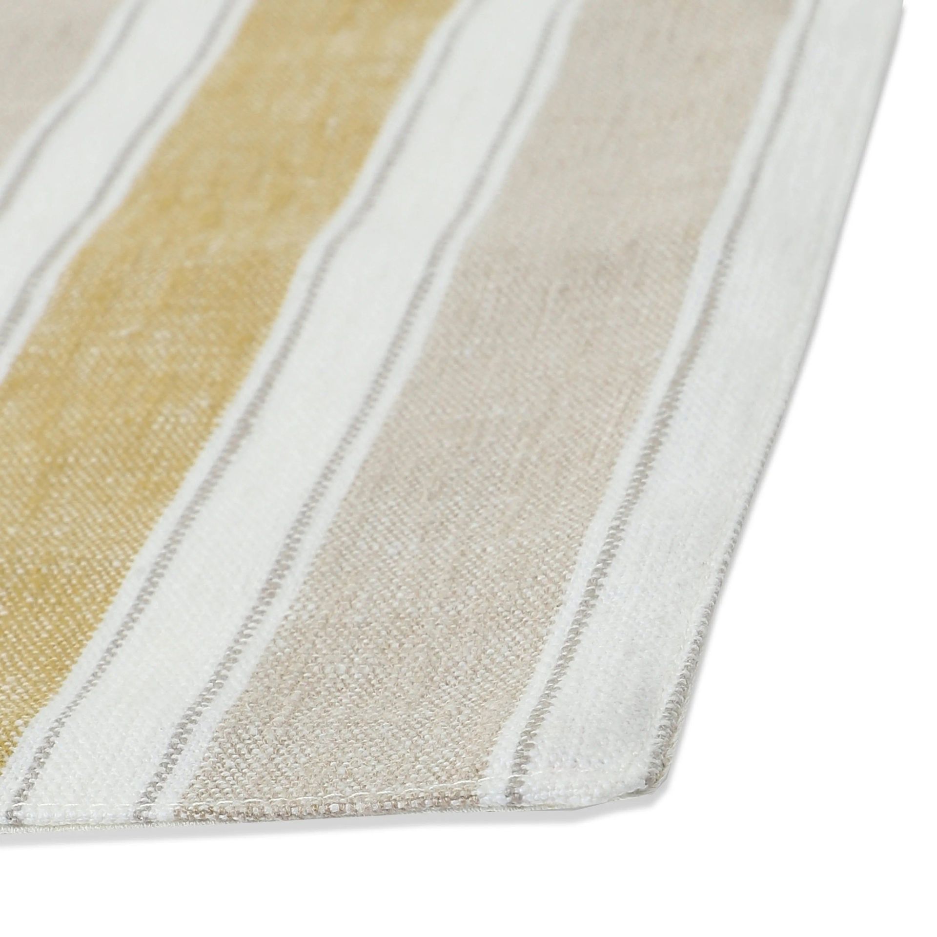 Woven Stripe 302 GSM 52% Cotton Yellow Set of 4 Table Mat | Kaleida