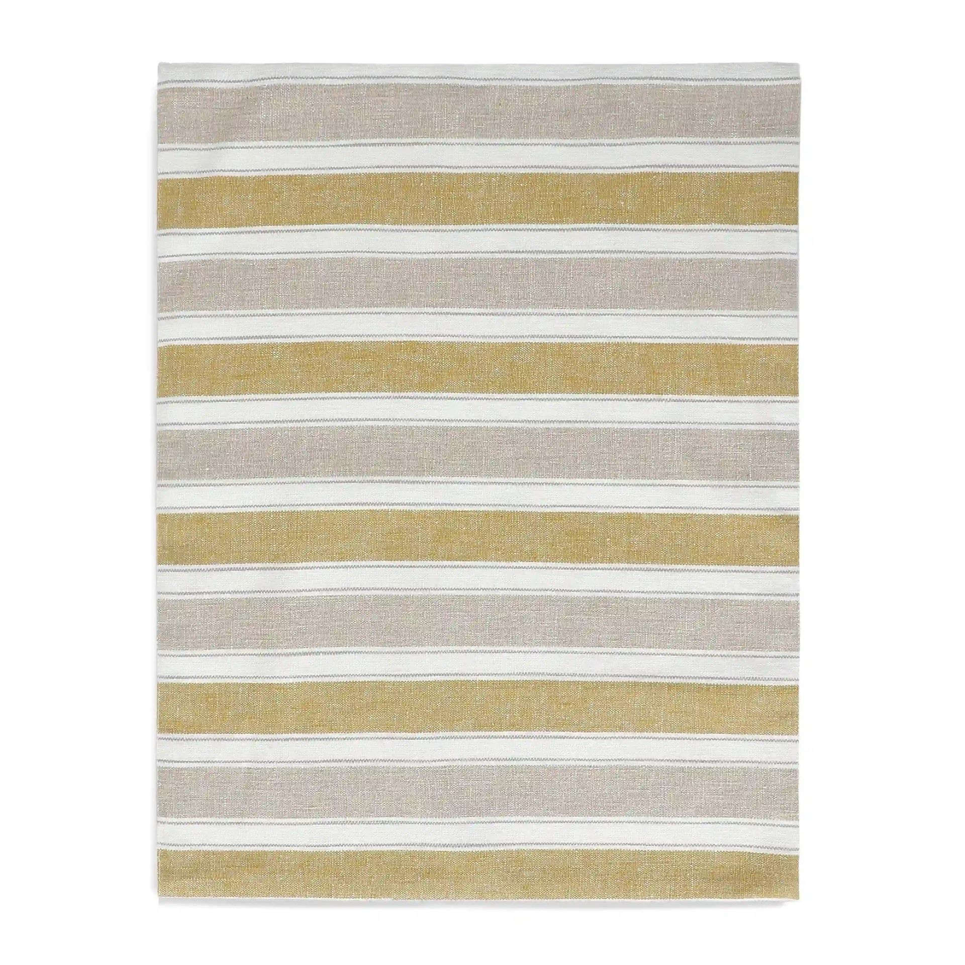 Woven Stripe 302 GSM 52% Cotton Yellow Set of 4 Table Mat | Kaleida