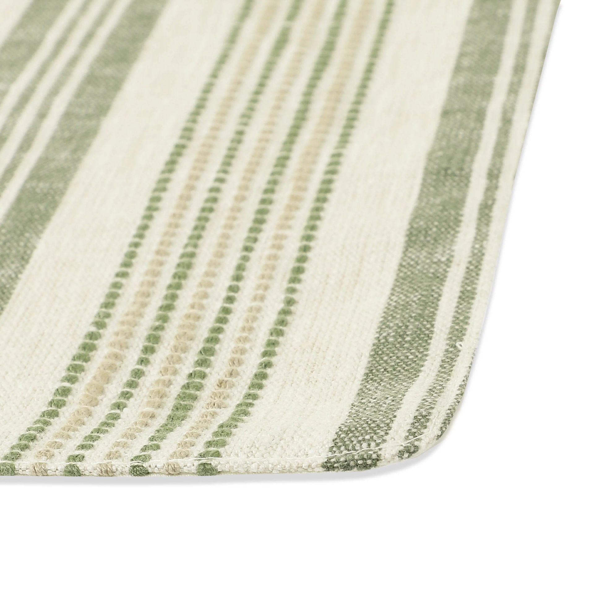 Woven Stripe 331 GSM 58% Cotton Green Set of 4 Table Mat | Kaleida