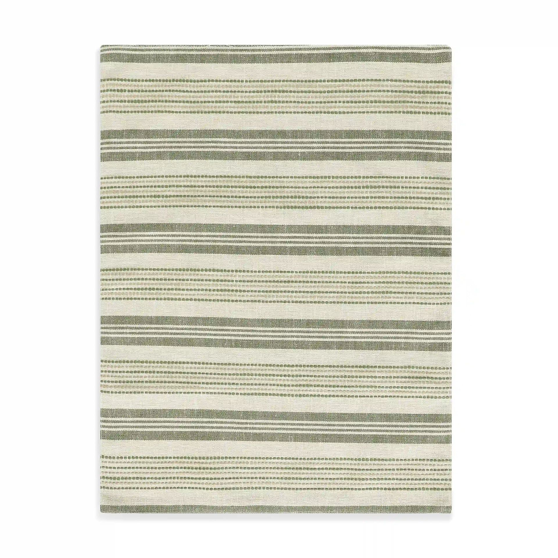 Woven Stripe 331 GSM 58% Cotton Green Set of 4 Table Mat | Kaleida