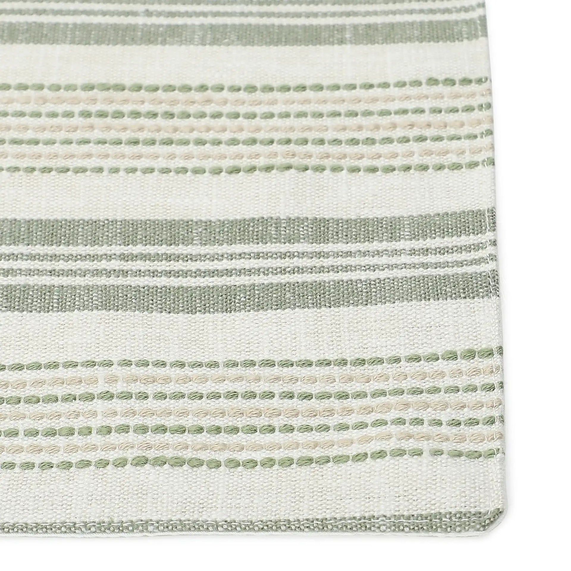 Woven Stripe 331 GSM 58% Cotton Green Table Runner | Kaleida