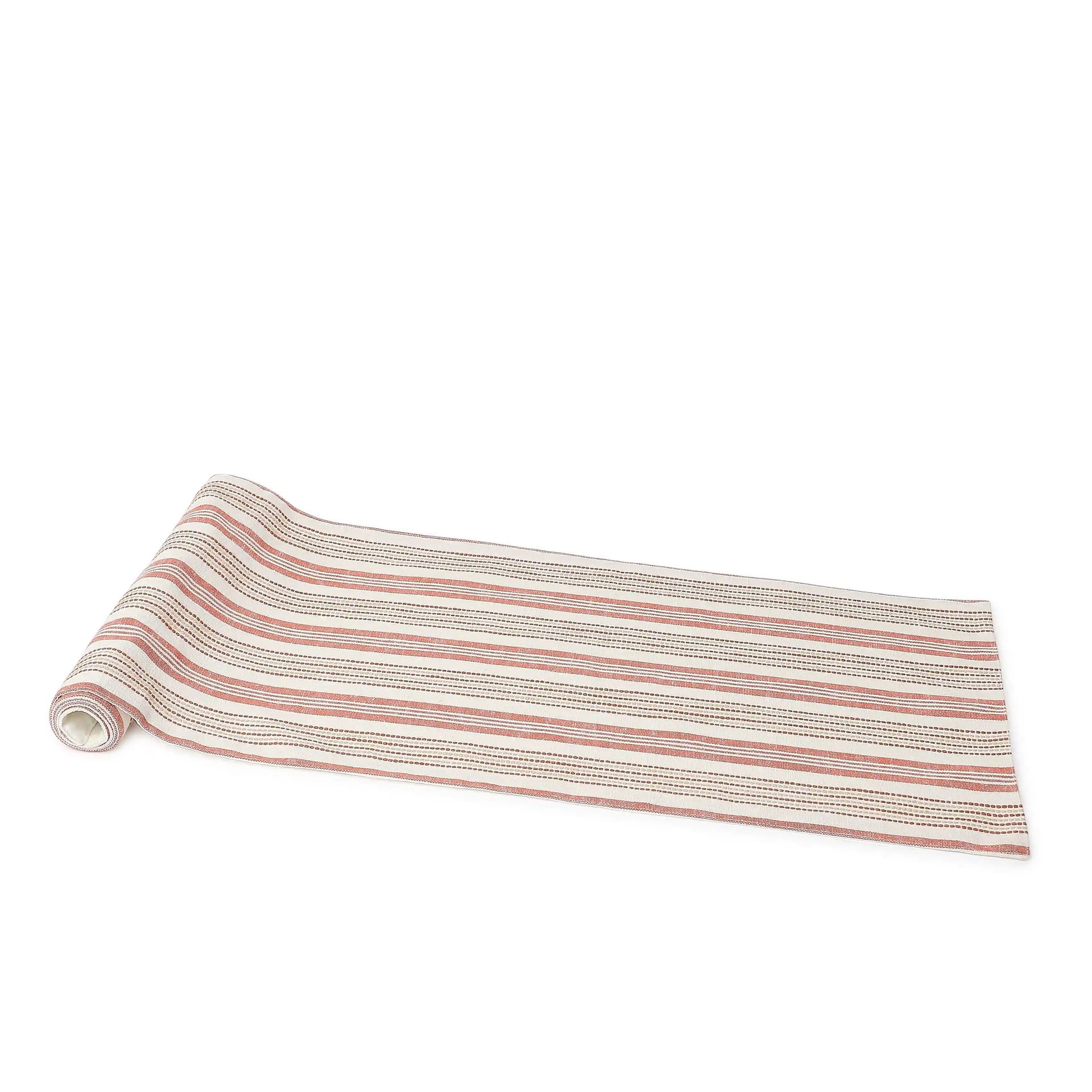 Woven Stripe 331 GSM 58% Cotton Red Table Runner | Kaleida