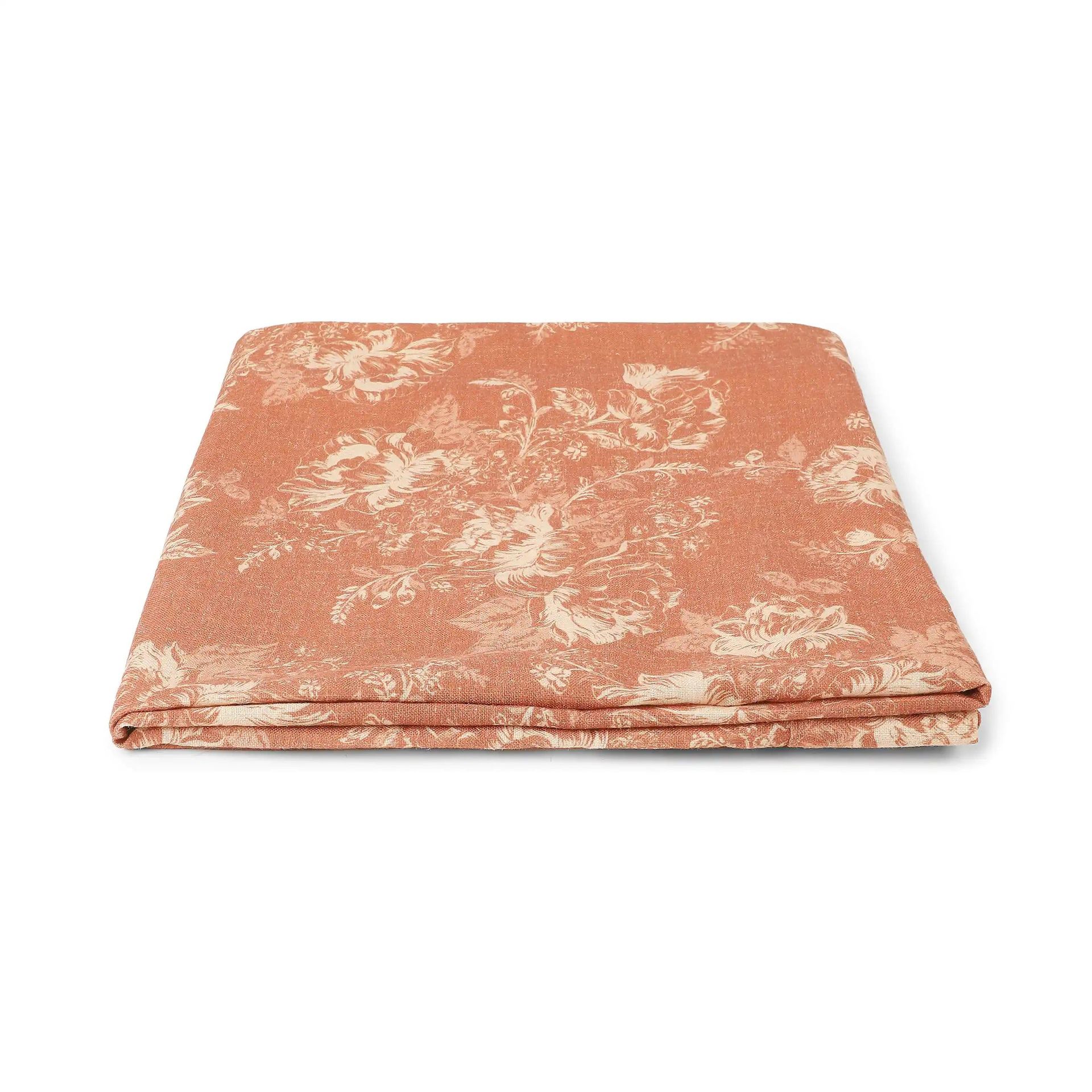 Floral 321 GSM 85% Polyester Red 6 Seater Table Cloth | Kaleida