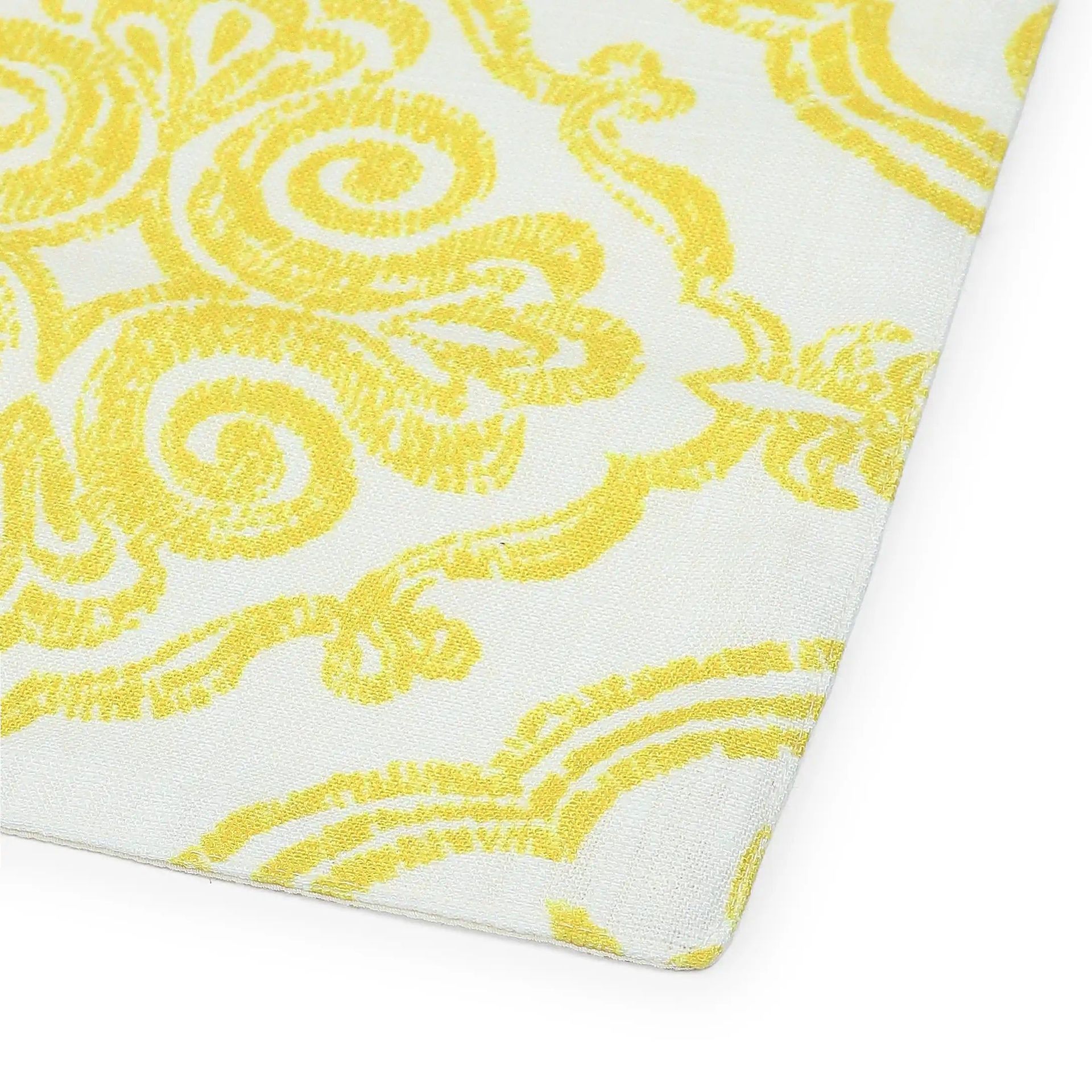 Ethnic 319 GSM 100% Polyester Yellow Set of 4 Table Mat | Nonna's Home
