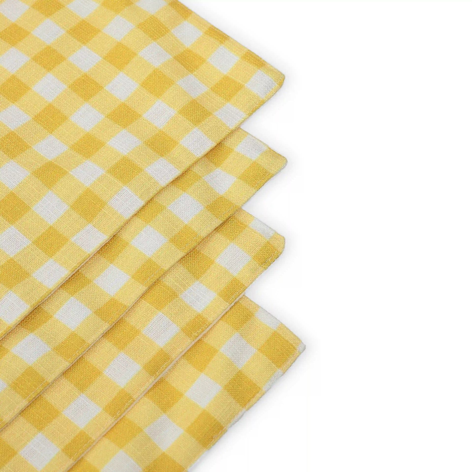 Big Gingham 319 GSM 100% Polyester Yellow Set of 4 Table Mat | Nonna's Home