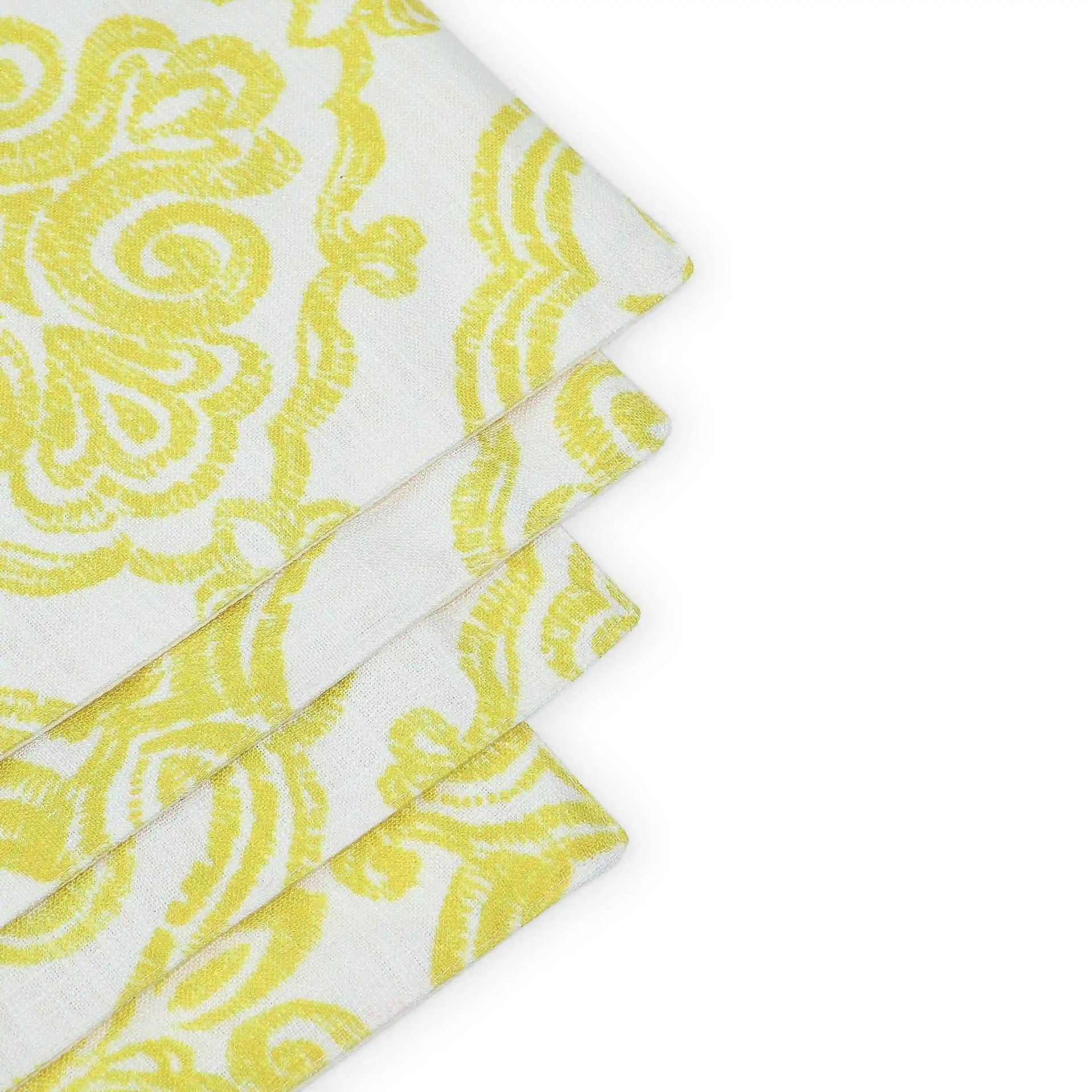 Ethnic 319 GSM 100% Polyester Yellow Set of 6 Table Mat | Nonna's Home
