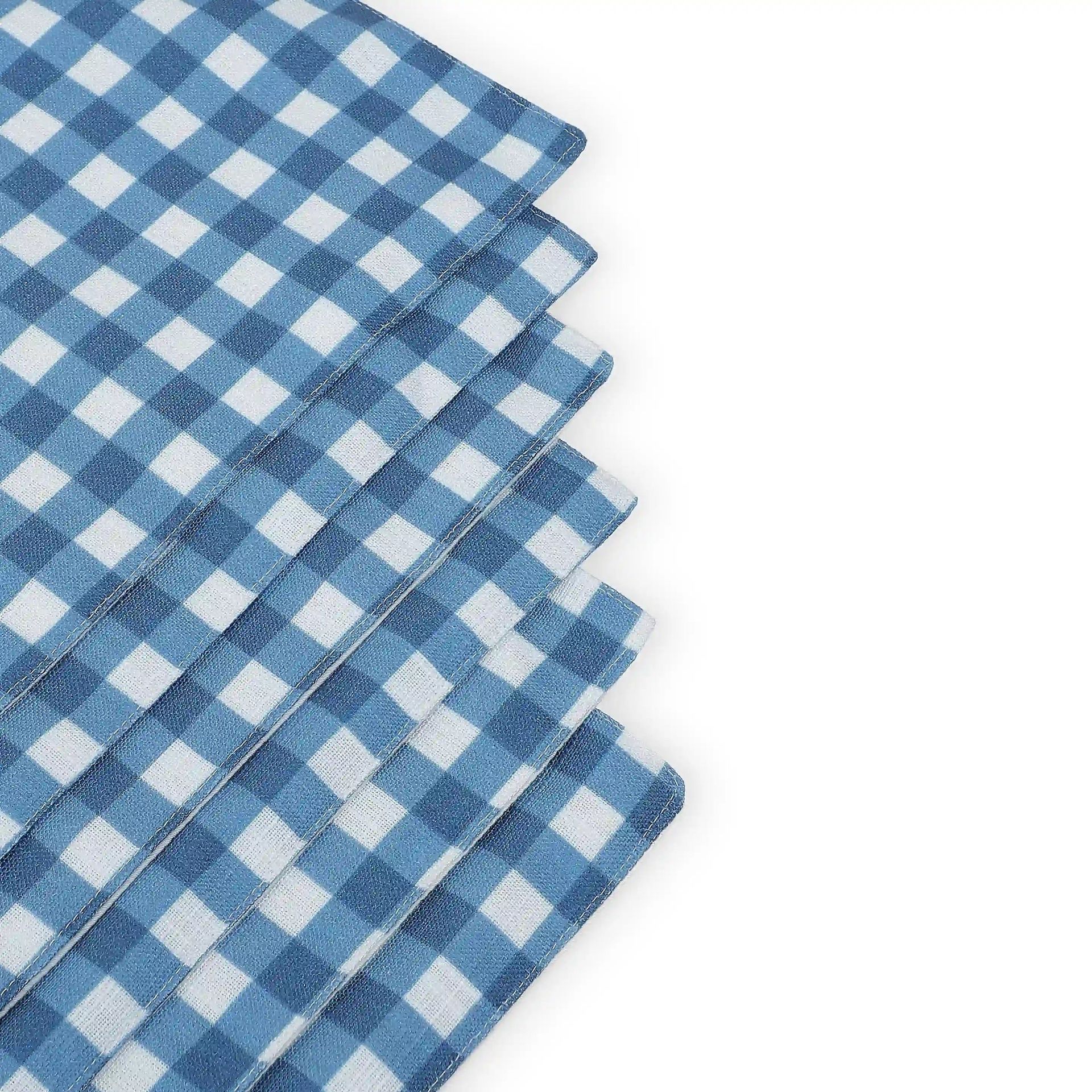 Big Gingham 319 GSM 100% Polyester Blue Set of 6 Table Mat | Nonna's Home
