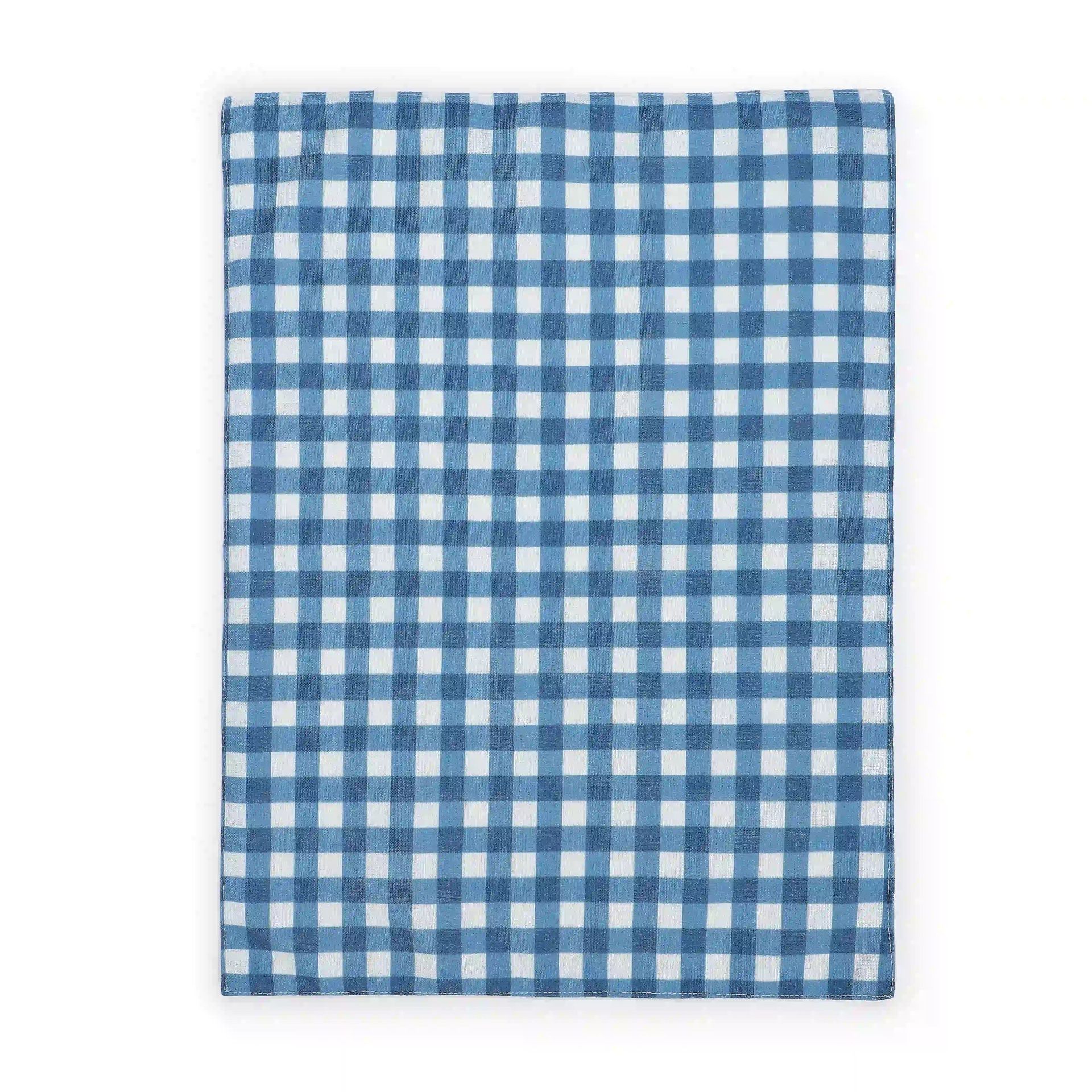 Big Gingham 319 GSM 100% Polyester Blue Set of 6 Table Mat | Nonna's Home
