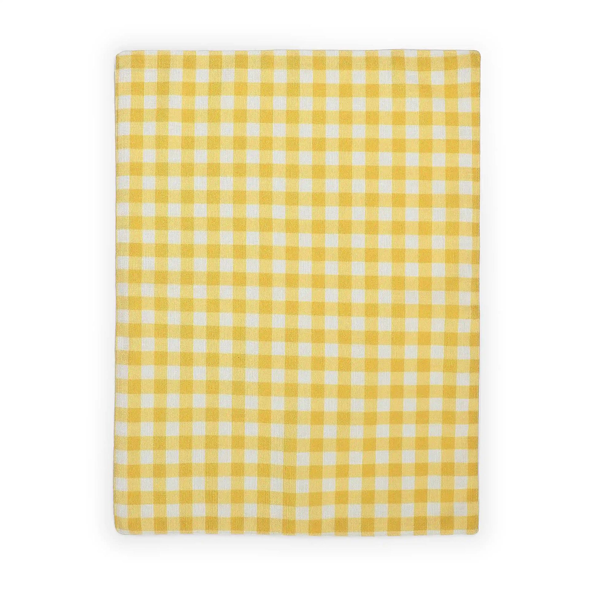 Big Gingham 319 GSM 100% Polyester Yellow Set of 6 Table Mat | Nonna's Home