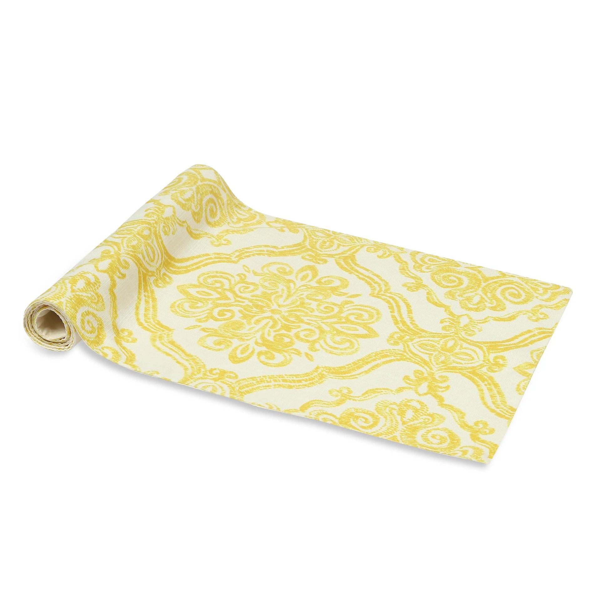 Ethnic 319 GSM 100% Polyester Yellow Table Runner | Nonna's Home