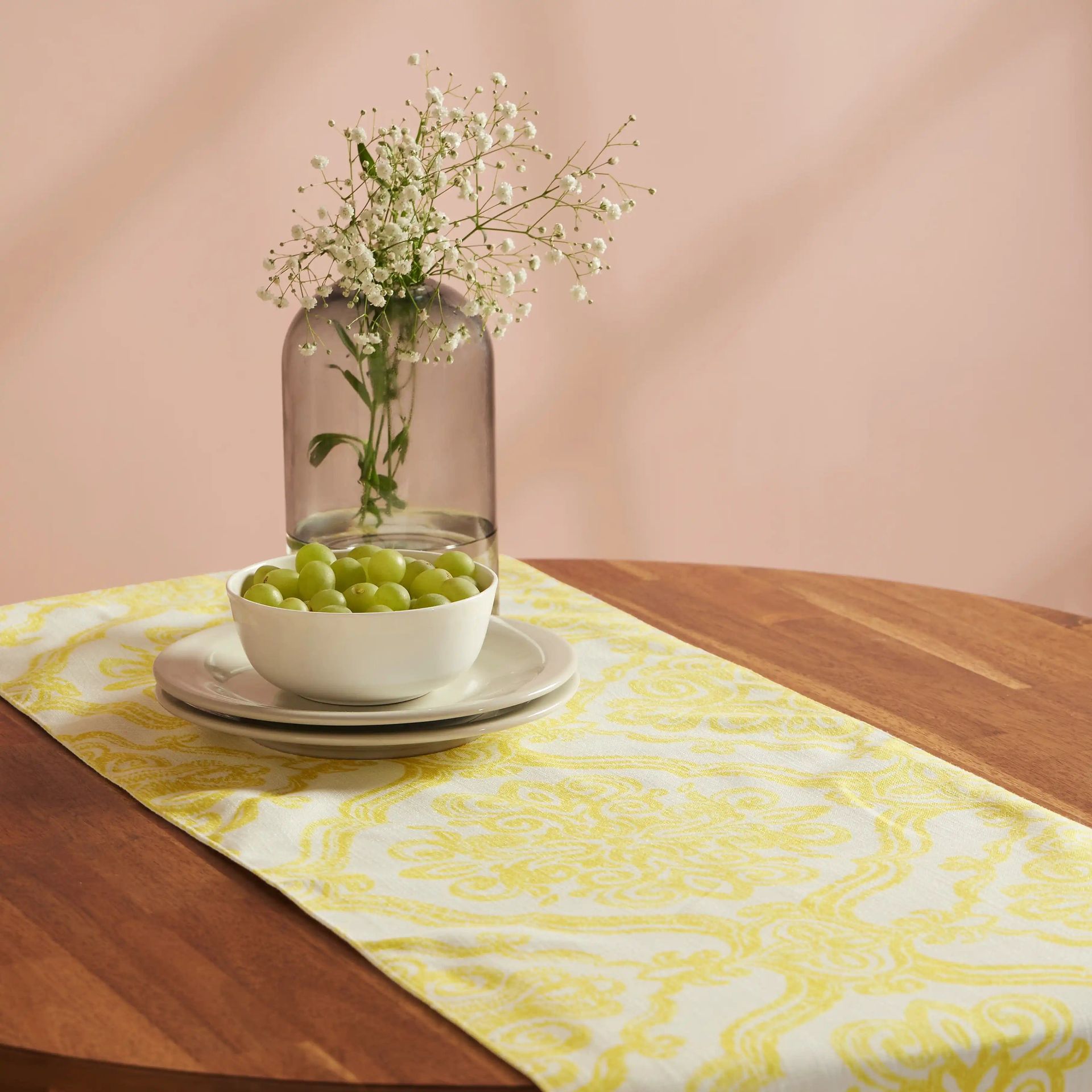 Ethnic 319 GSM 100% Polyester Yellow Table Runner | Nonna's Home