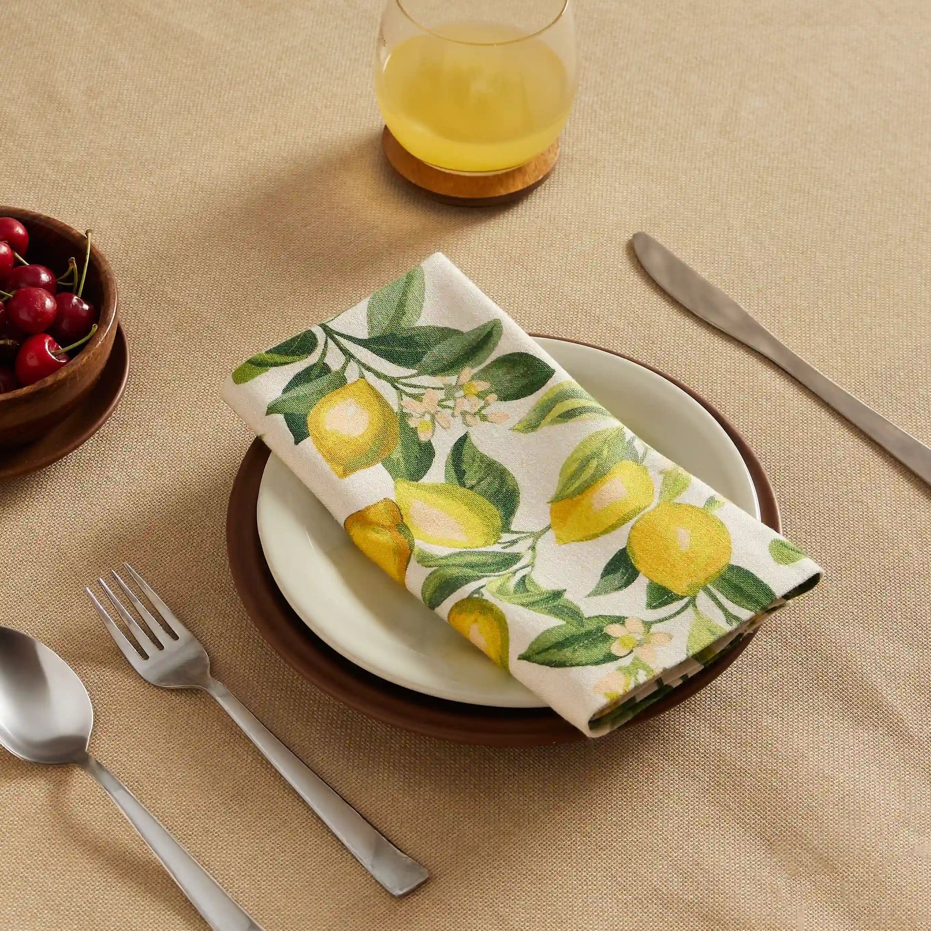 Tropical 280 GSM 100% Cotton Yellow Set of 4 Table Napkin | Nonna's Home
