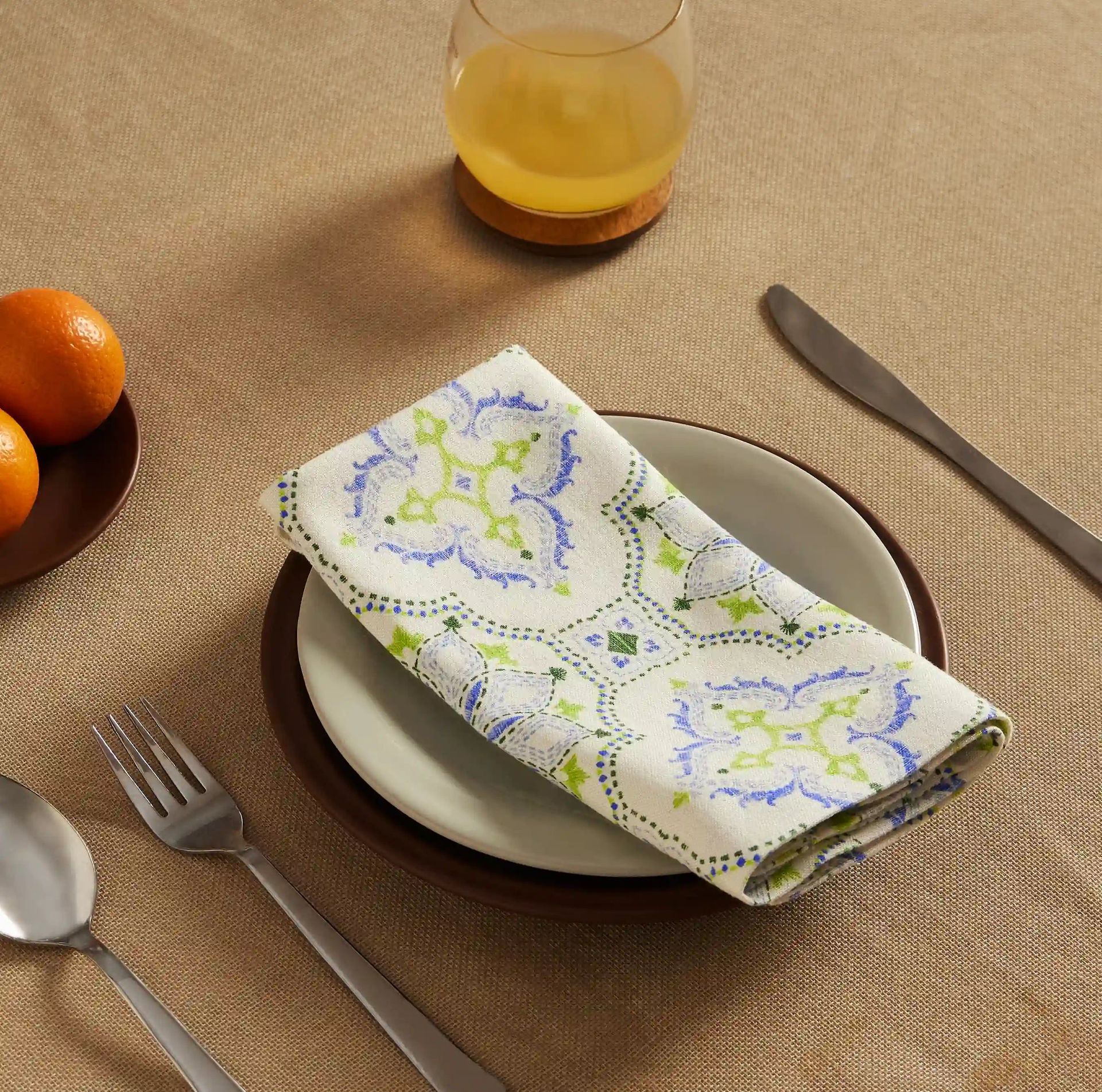 Ethnic 280 GSM 100% Cotton Blue Set of 6 Table Napkin | Nonna's Home