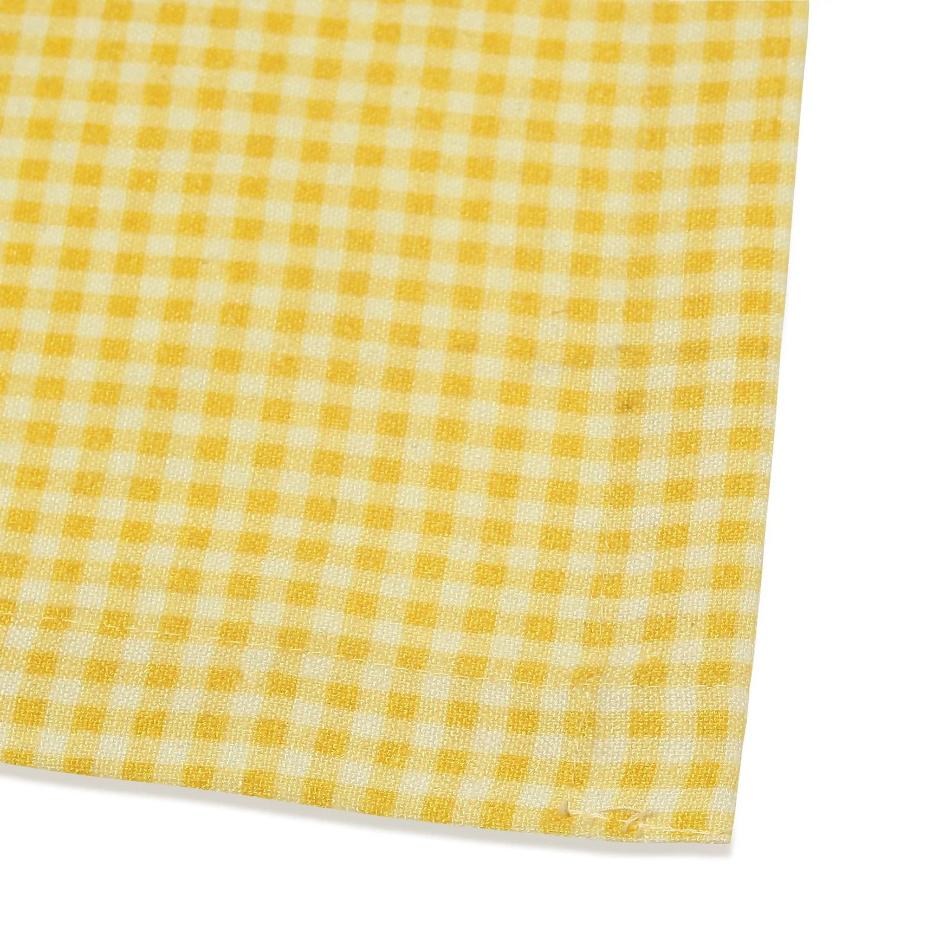 Small Gingham 280 GSM 100% Cotton Yellow Set of 6 Table Napkin | Nonna's Home