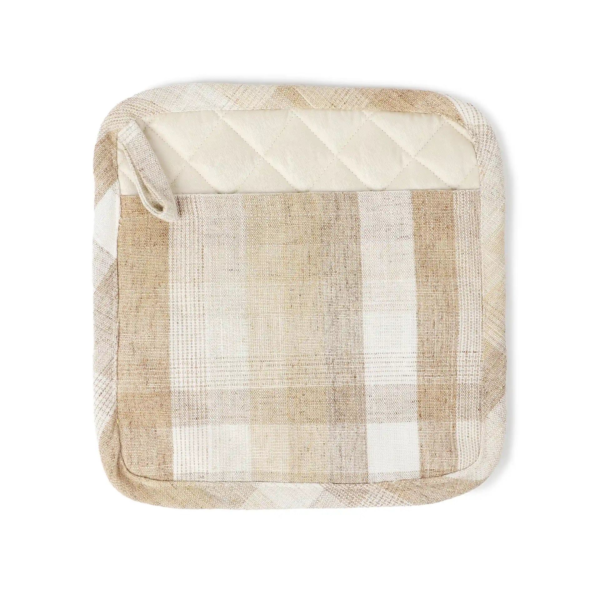 Woven Check Yellow Set of 2 Pot Holder | Kaleida
