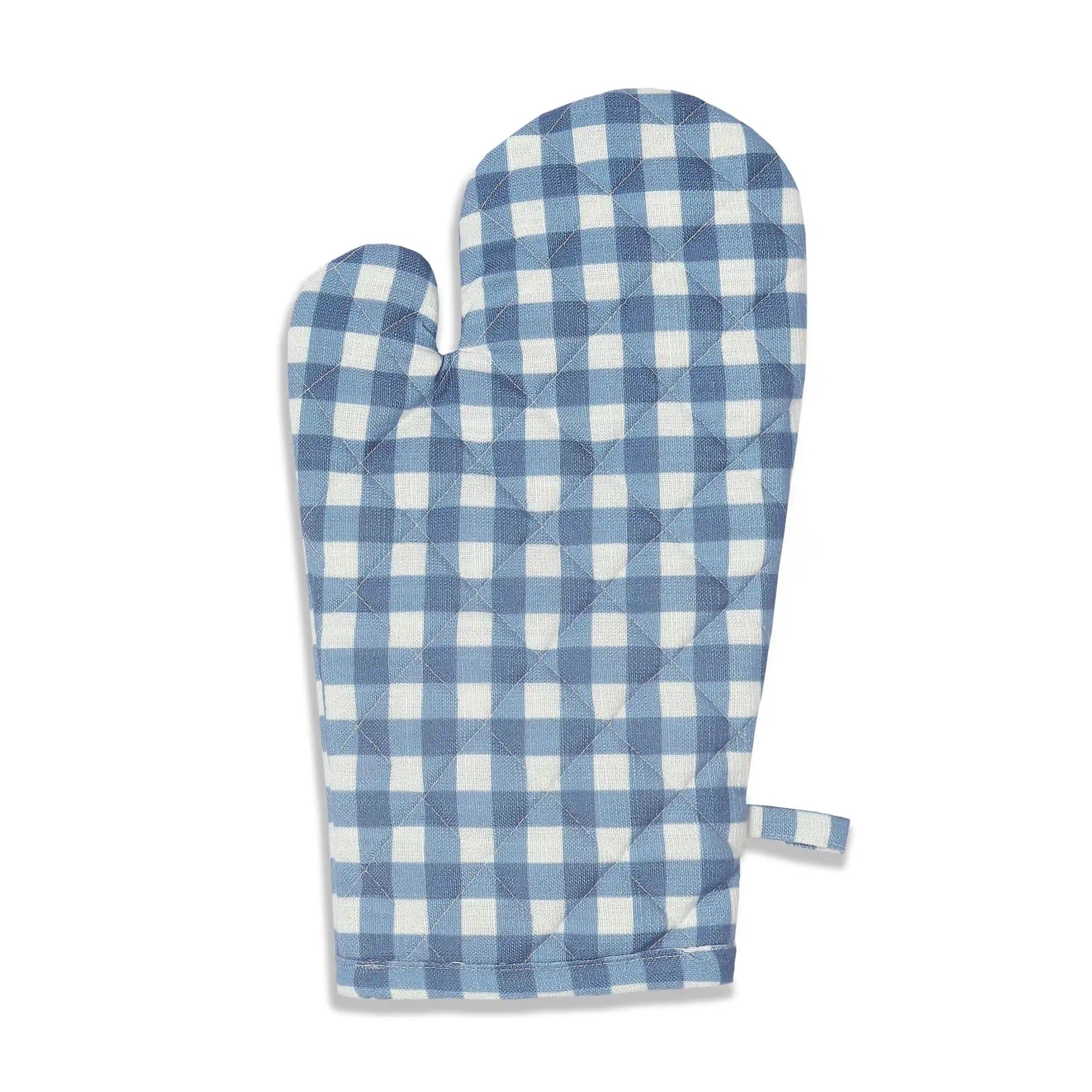 Blue Small Gingham Set of 2 Oven Mitt | Nonna's Home