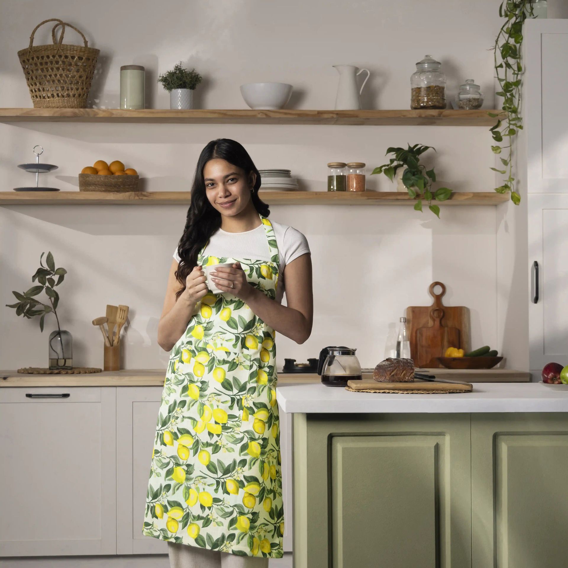 Tropical 100% Polyester Yellow Apron | Nonna's Home