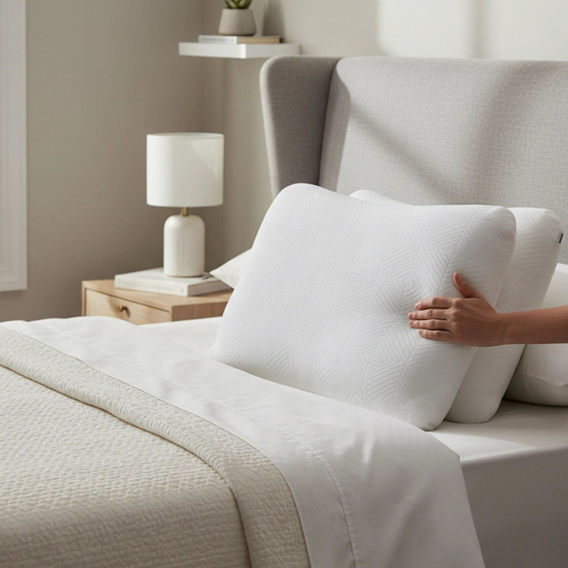 Solid White Set of 2 Memory Foam Pillow | Flexi Haven