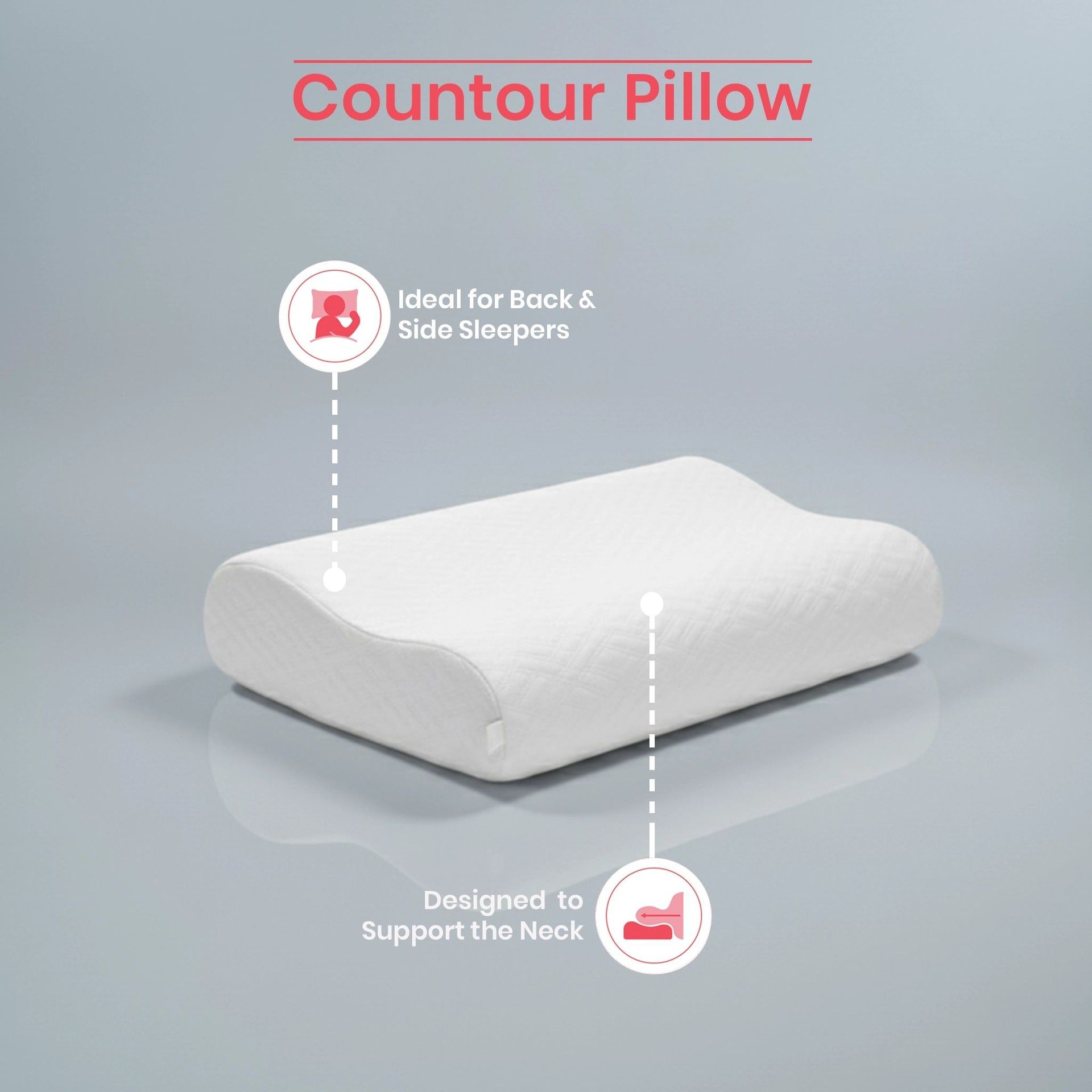 Solid White Memory Foam Pillow with Aloe Vera treated Fabric Cover | Aloe Contour