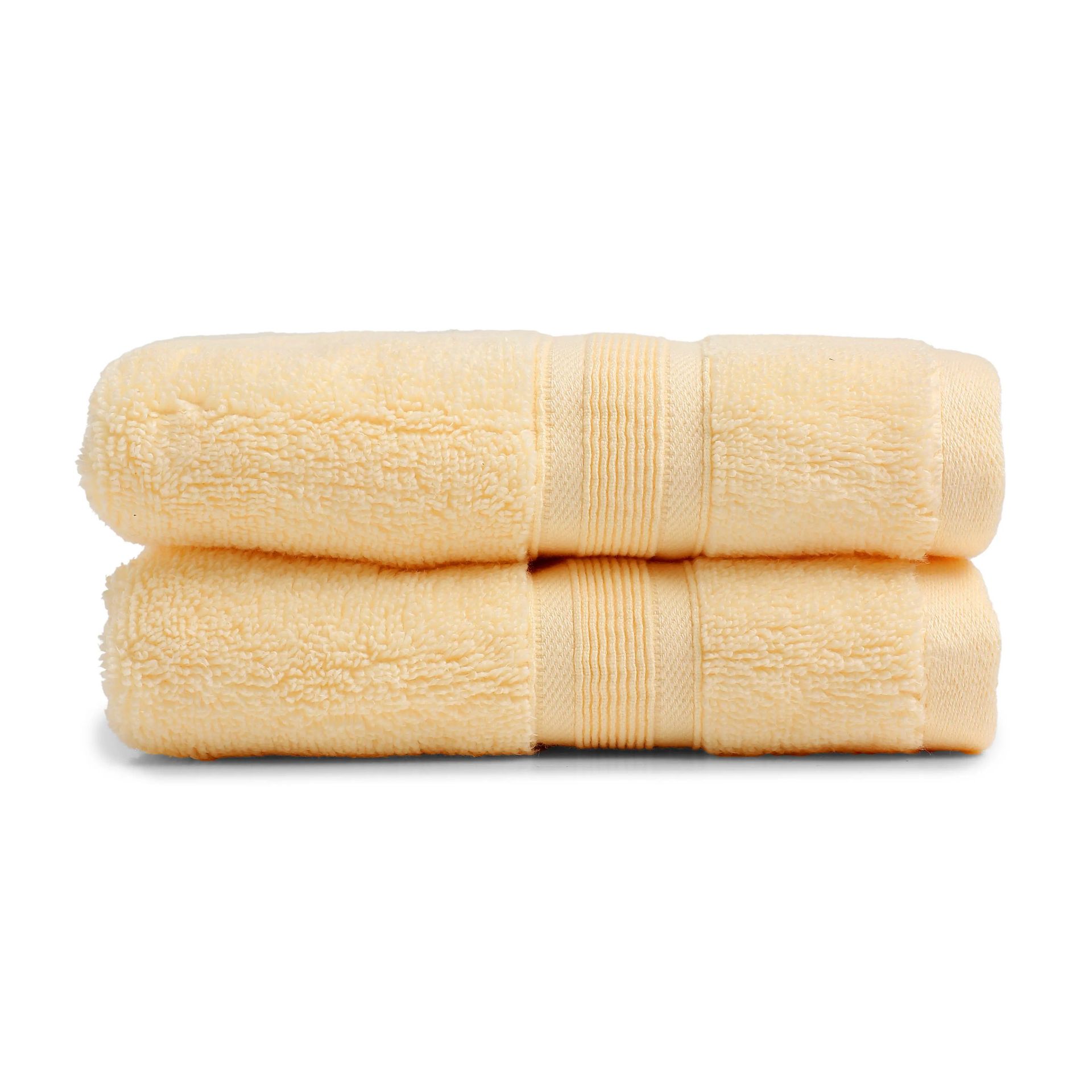 Solid Dyed 550 GSM 100% Cotton Buttercream Hand Towel | Pelushe