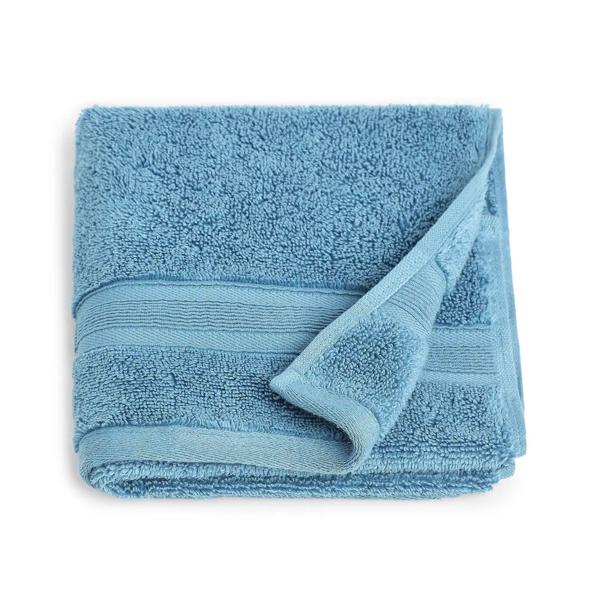 Solid Dyed 550 GSM 100% Cotton Moonlight Blue Hand Towel | Pelushe