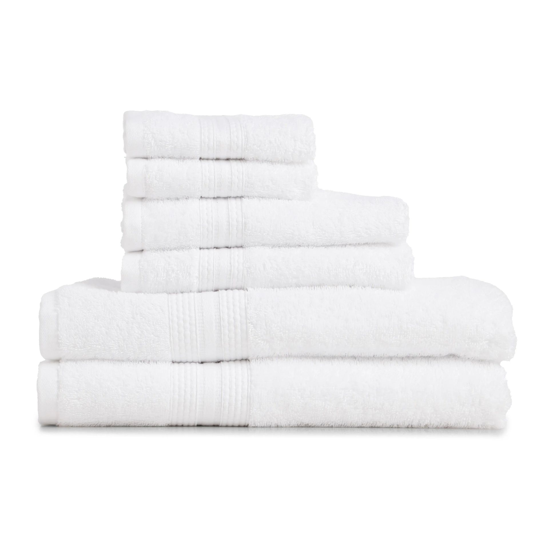 Solid Dyed 475 GSM 100% Cotton Optical White 6 Piece Towel Set | Paleto