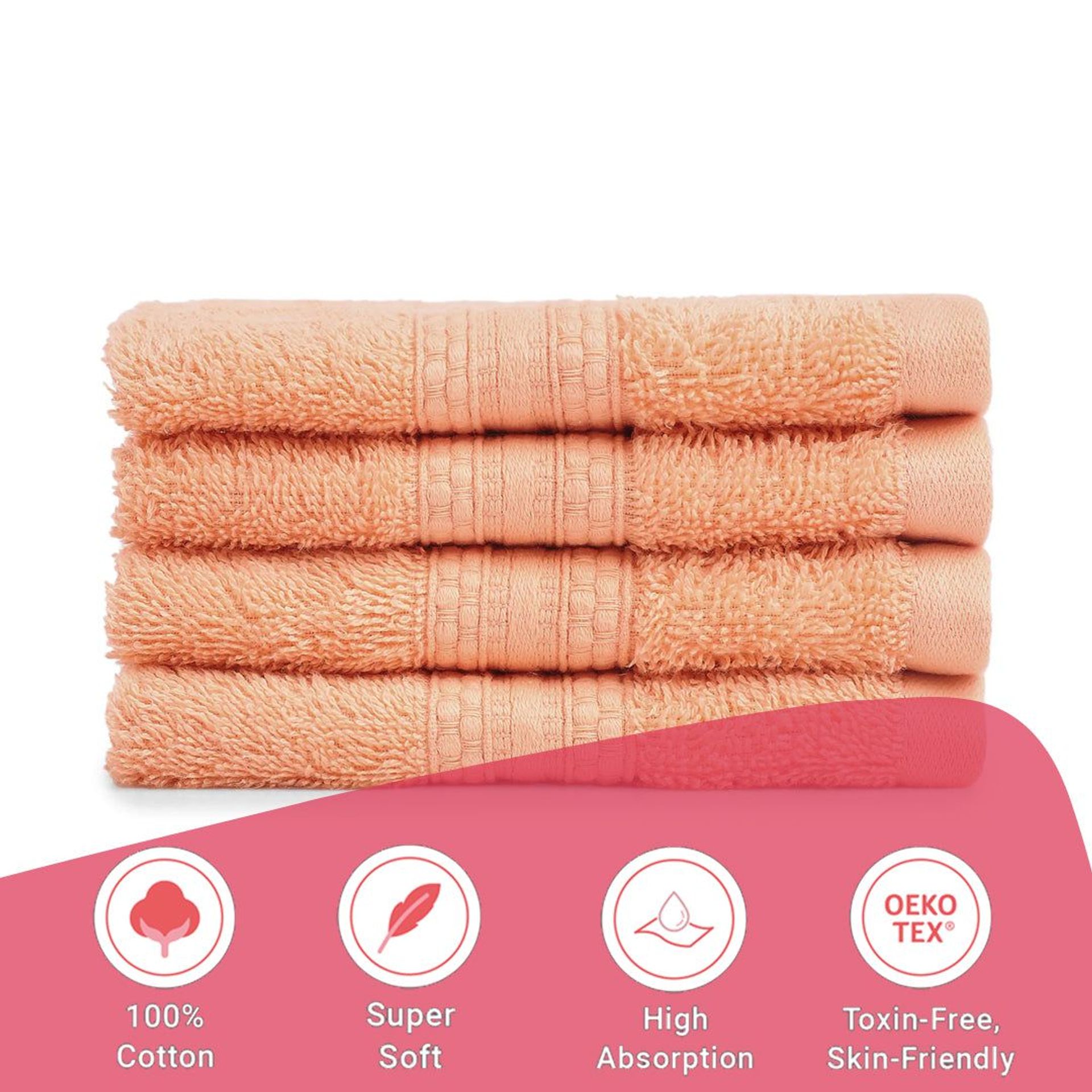 Solid Dyed 475 GSM 100% Cotton Peach Fuzz Face Towel | Paleto